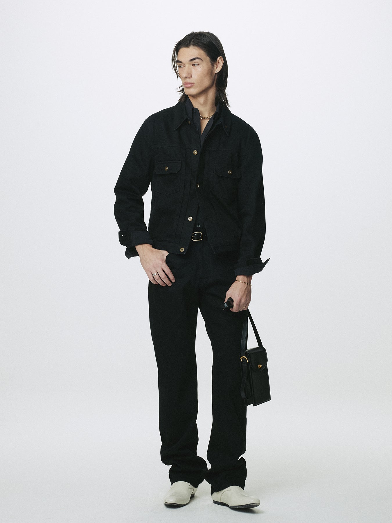 SLIM STRAIGHT DENIM JEANS_ BLACK