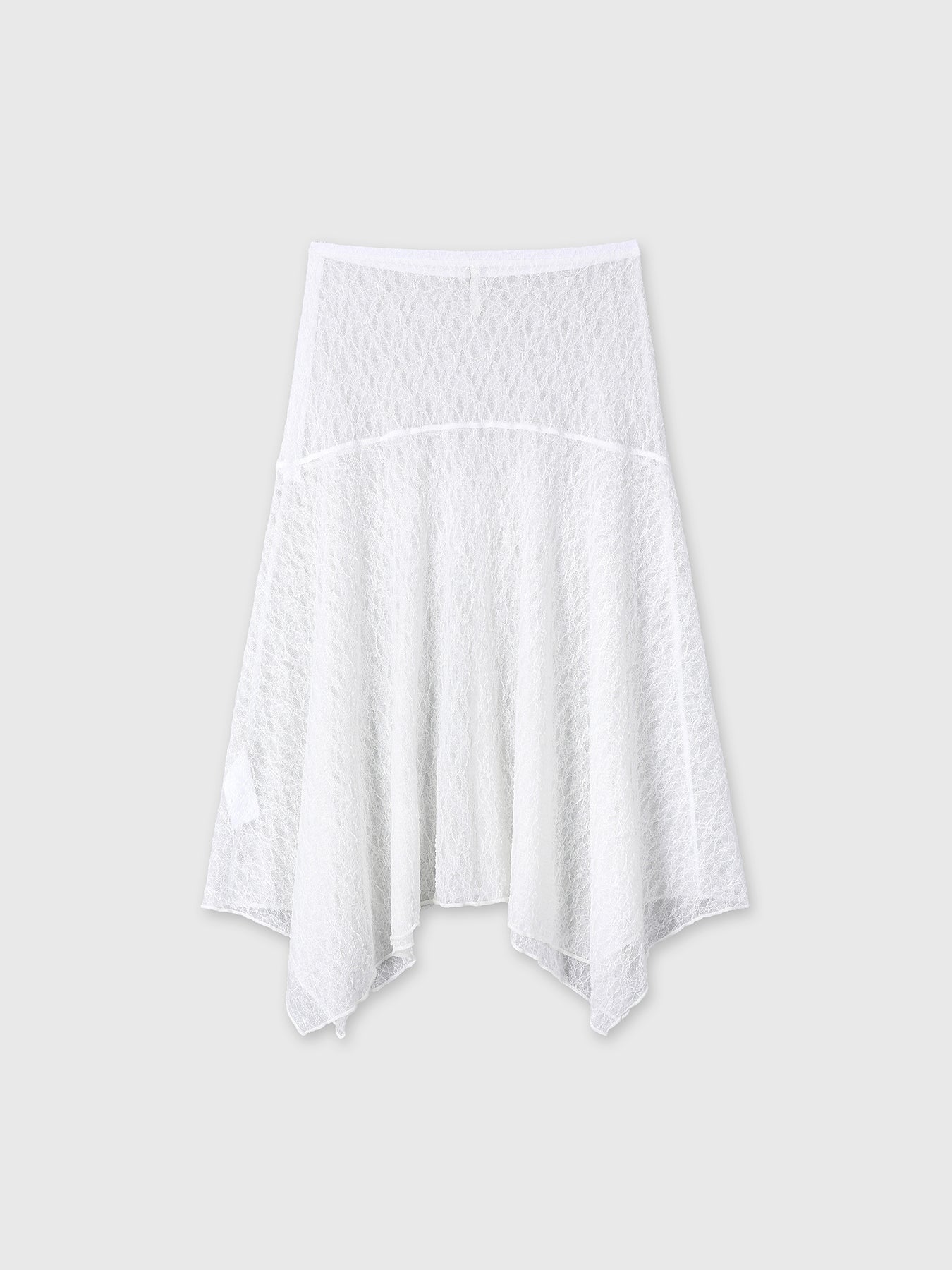 (W) LACE DRAPED SKIRT_ OFF WHITE