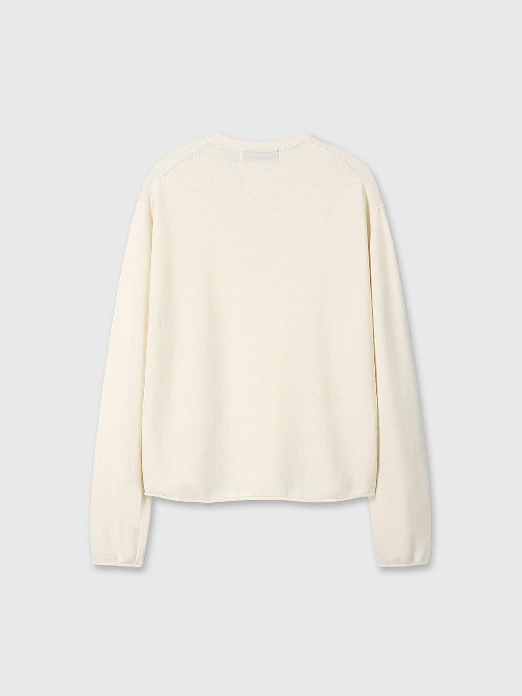 EXTRA FINE WOOL RAW HEM HENLEY NECK KNIT_ ECRU