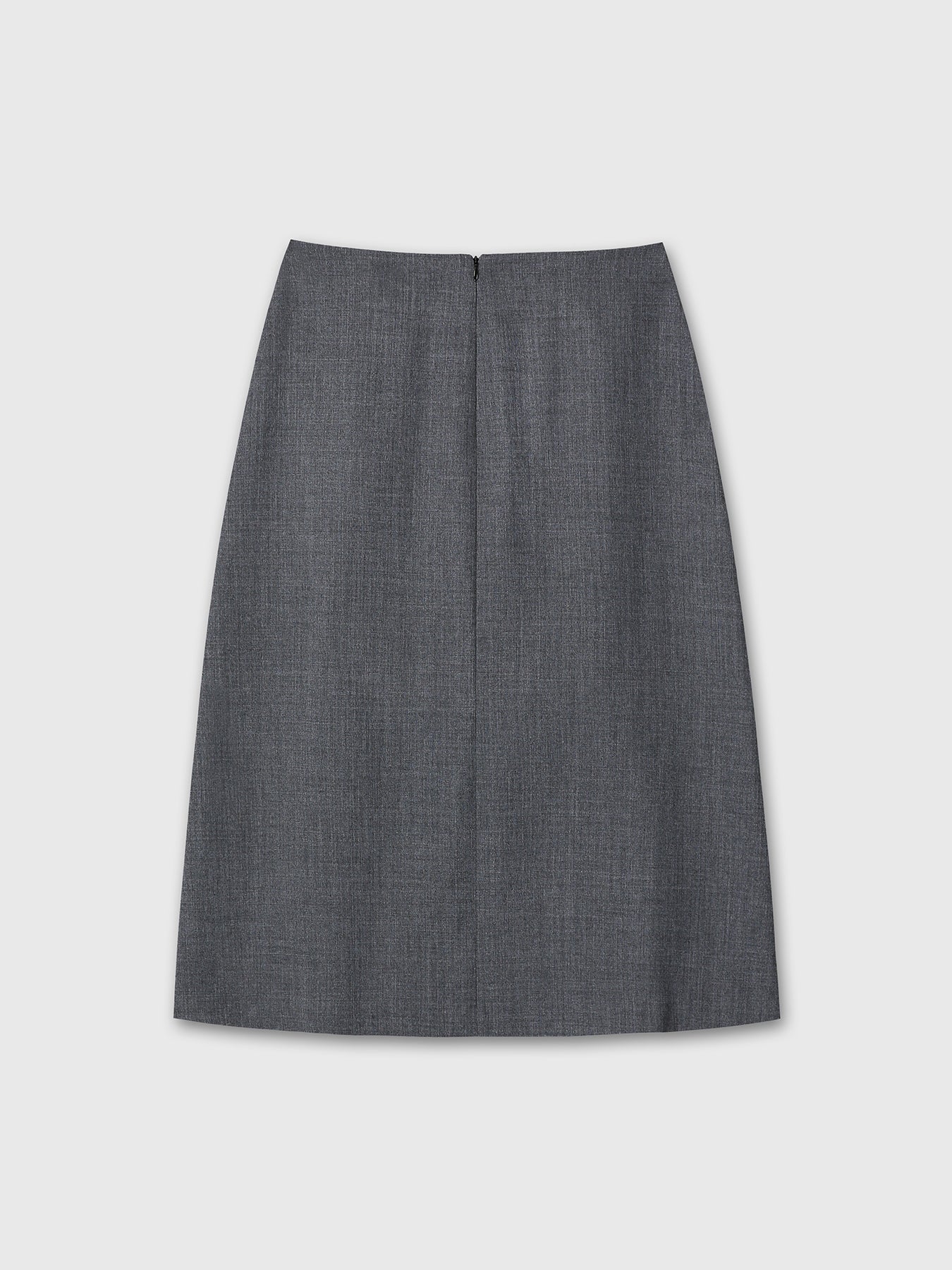 (W) WOOL MIDI SKIRT_ GREY