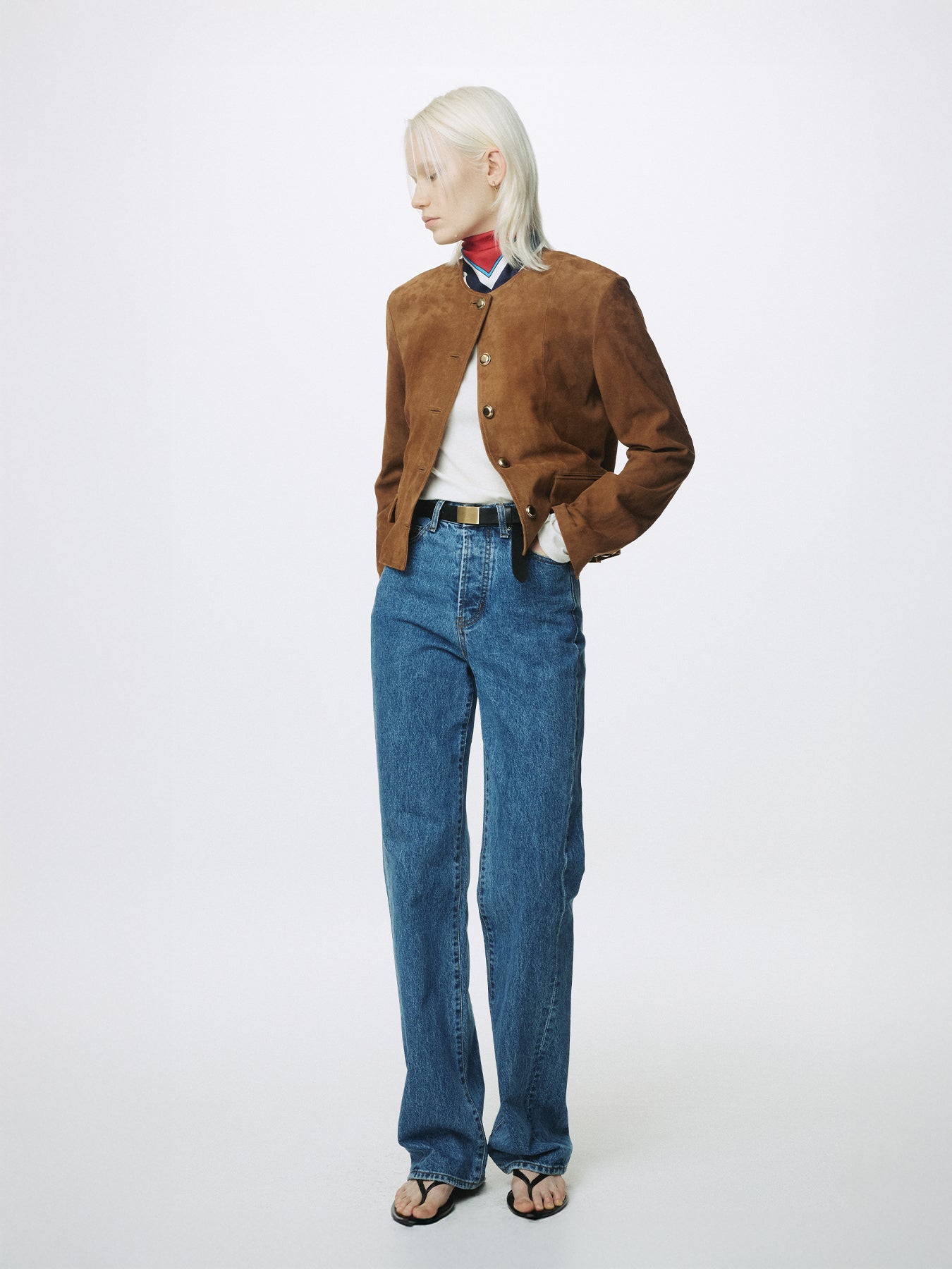 (W) SUEDE BLOUSON JACKET_ SADDLE BROWN