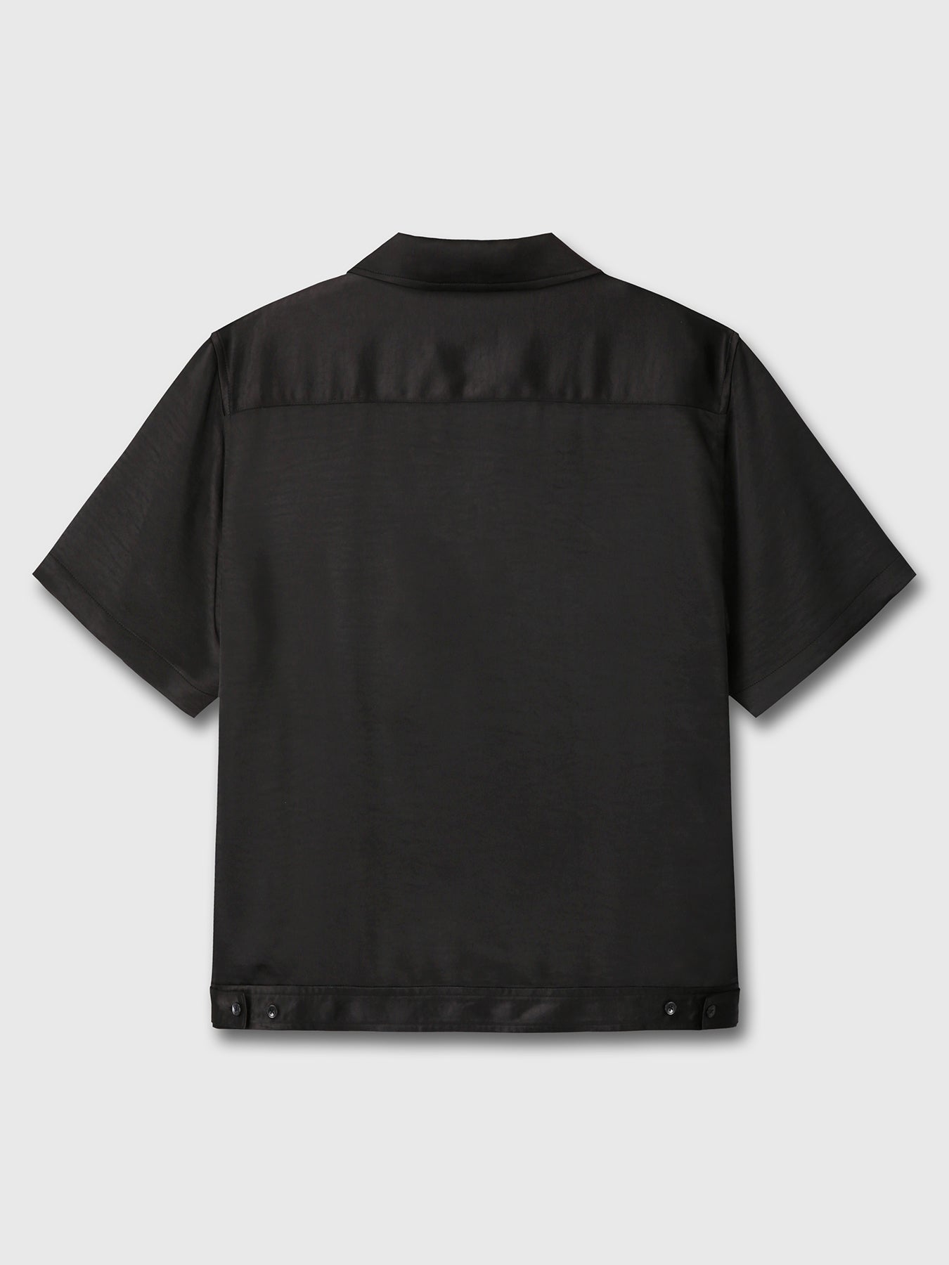 ONE PIECE COLLAR HALF SLEEVE SHIRT_ BLACK