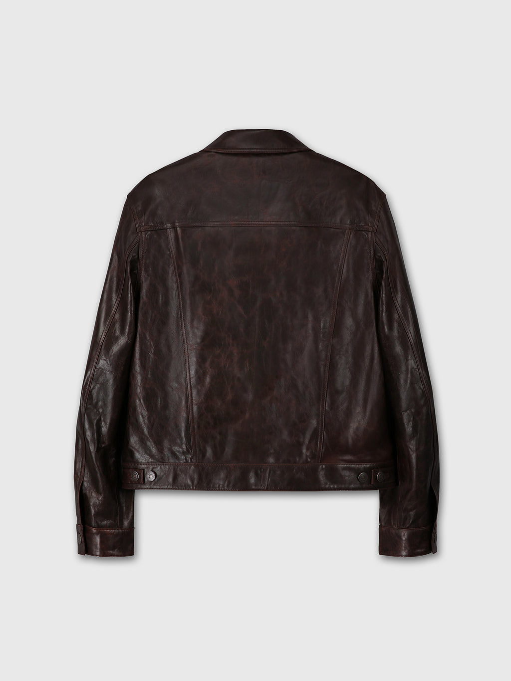 AGED LAMB LEATHER TRUCKER JACKET_ BROWN