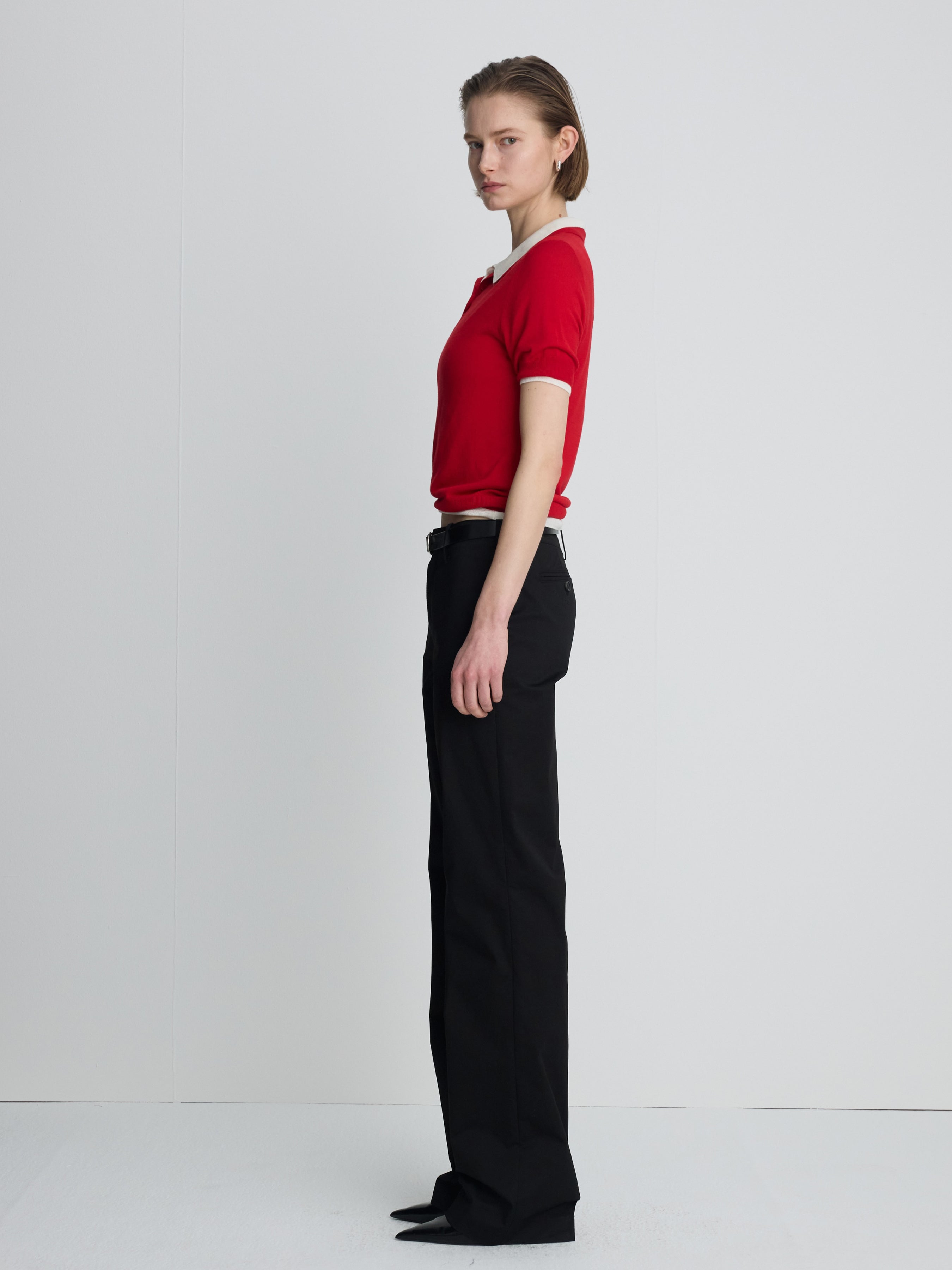 (W) COTTON STRAIGHT TROUSERS_ BLACK
