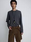 HAND DISTRESSED HBT DOUBLE KNEE SHORTS_ FADED BROWN