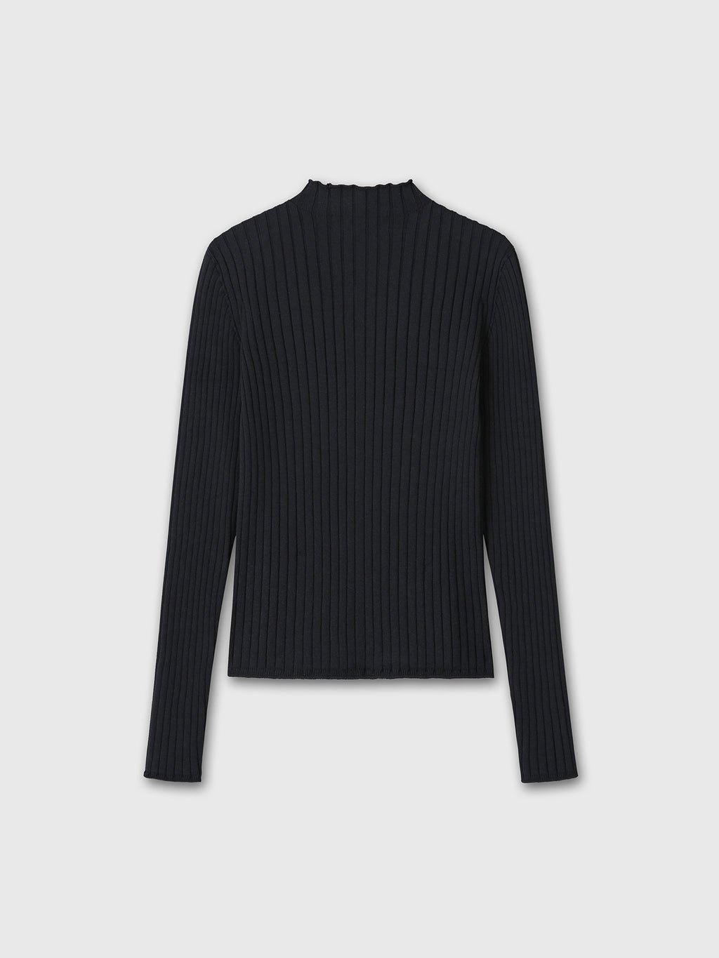 (W) COTTON RIBBED FULL ZIP-UP_ BLACK