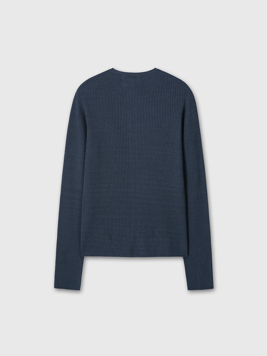 SUPER FINE MERINO WOOL RIBBED CARDIGAN_ SLATE NAVY