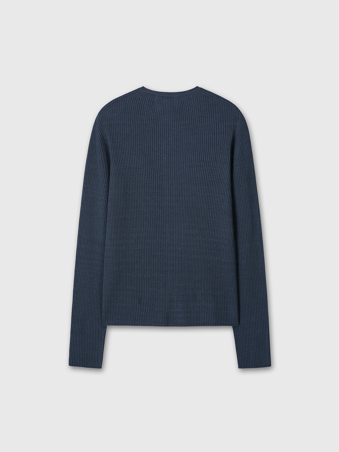 SUPER FINE MERINO WOOL RIBBED CARDIGAN_ SLATE NAVY