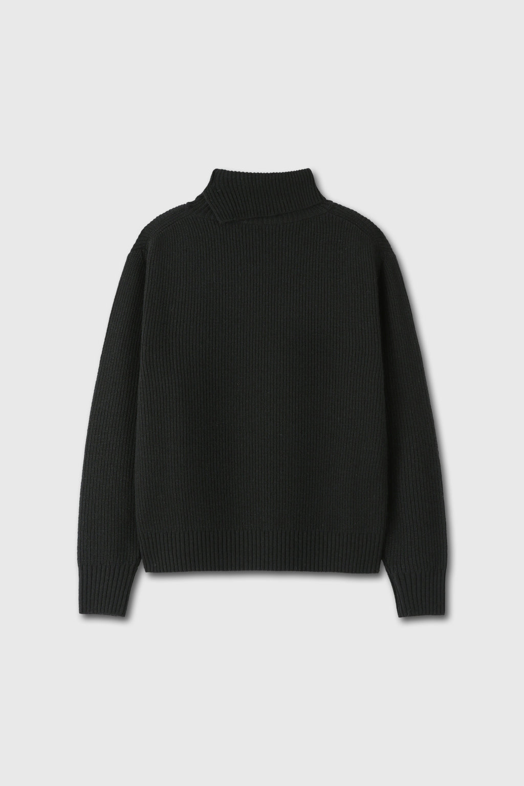 Hard Twist Wool Slit Turtleneck Knit_ Black