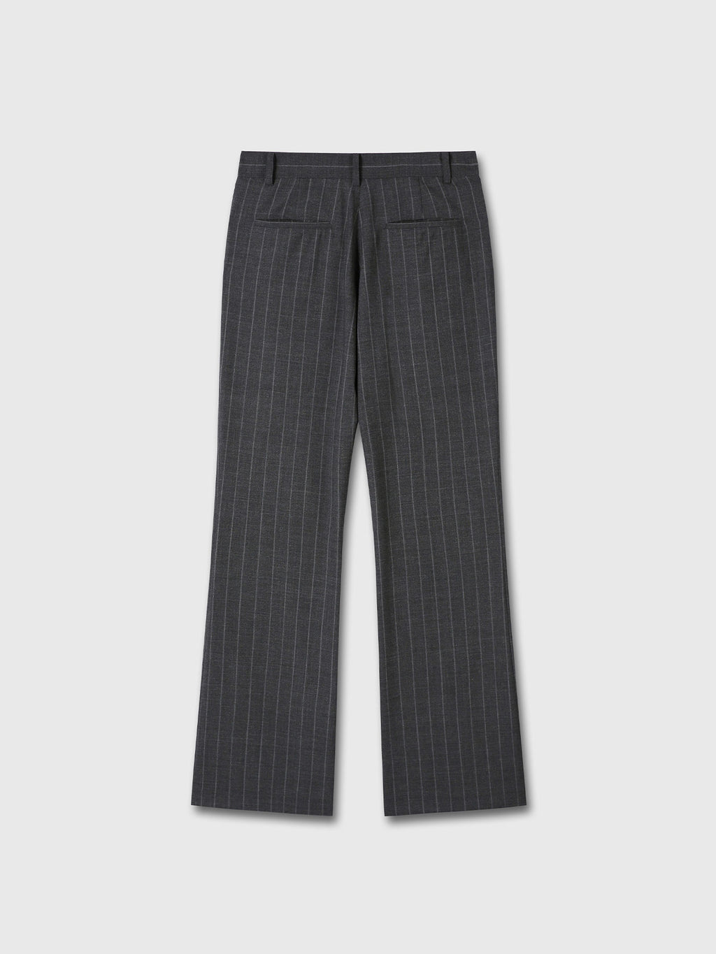 STRIPED WOOL FLARED-LEG PANTS_ GREY