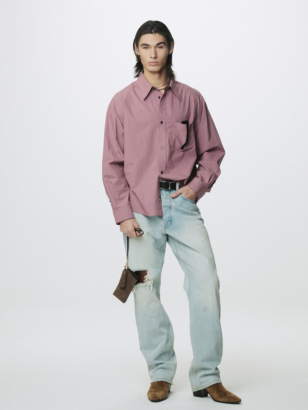WASHED COTTON SHIRT_ DUSTY PINK