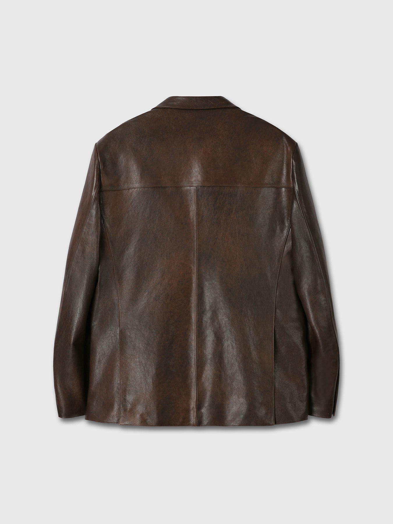 (W) VEGETABLE LAMB LEATHER BLAZER JACKET_ BROWN