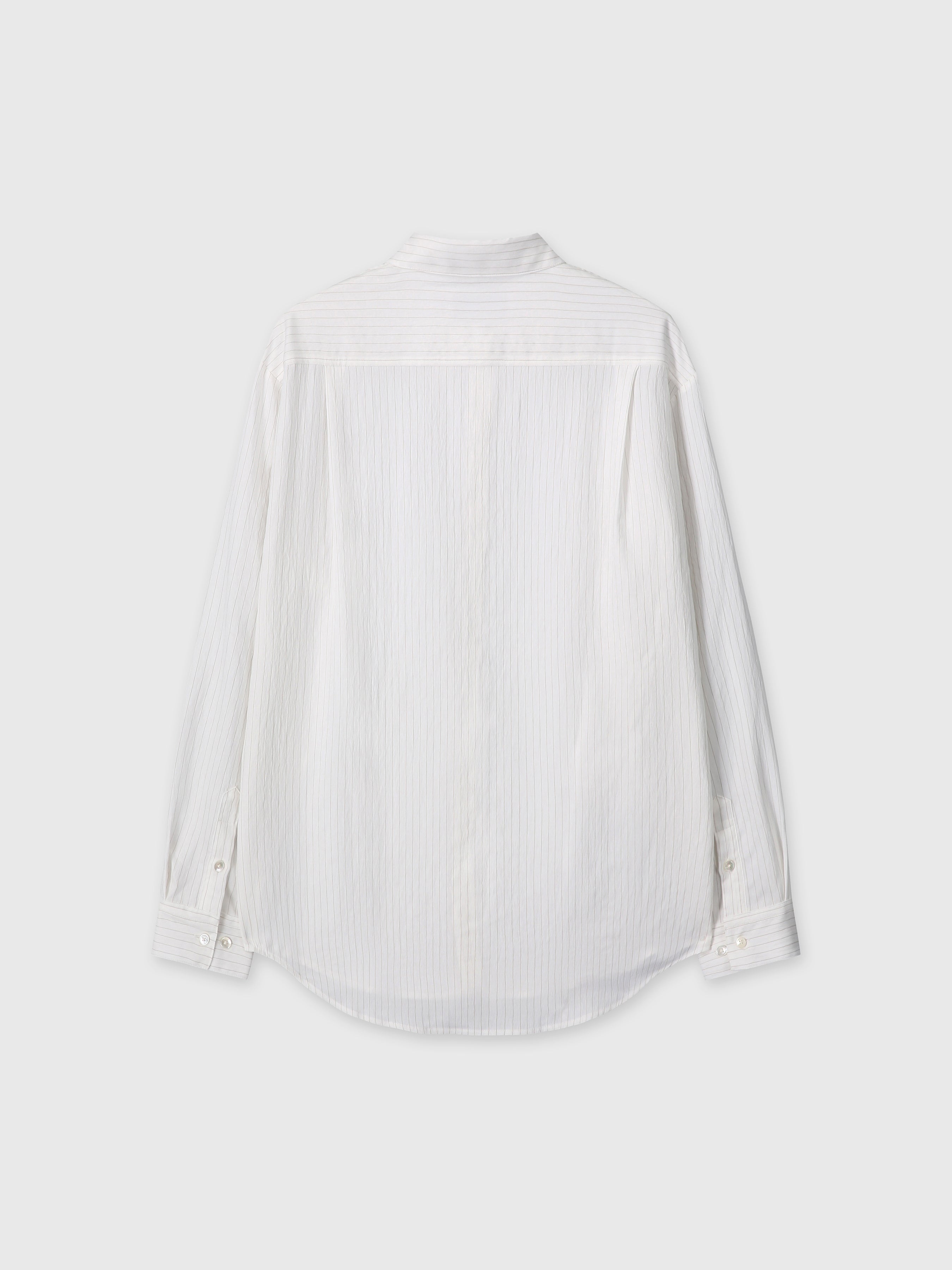 (W) AIRY STRIPED OVER SHIRT_ IVORY