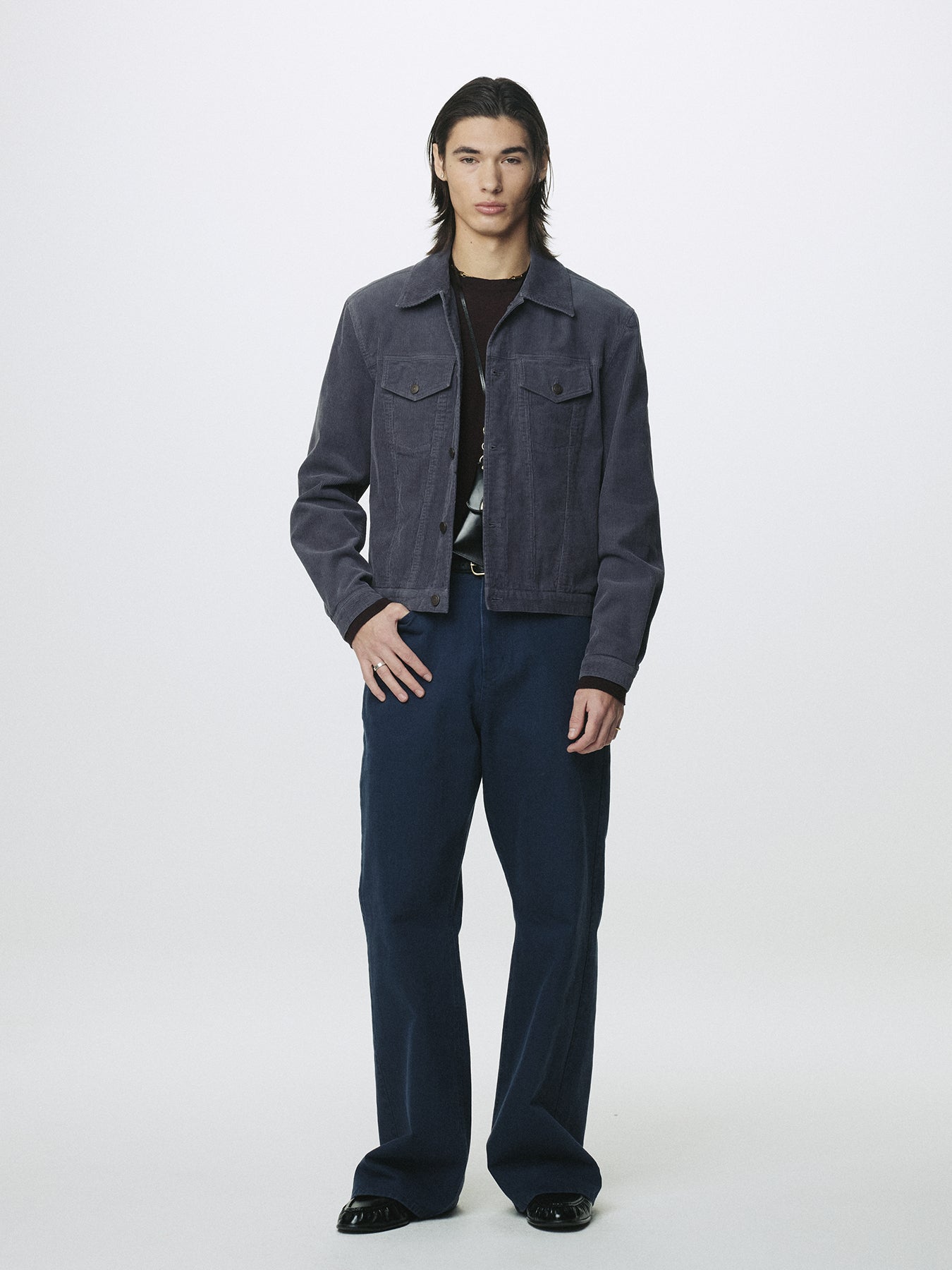 WASHED CORDUROY TYPE-3 TRUCKER_ PURPLE NAVY