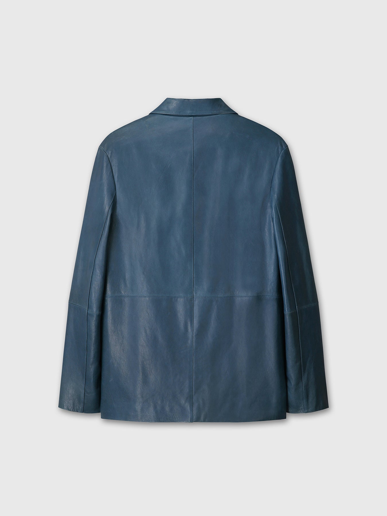 (W) VEGETABLE TANNED LAMB LEATHER OPEN COLLAR JACKET_ MID BLUE
