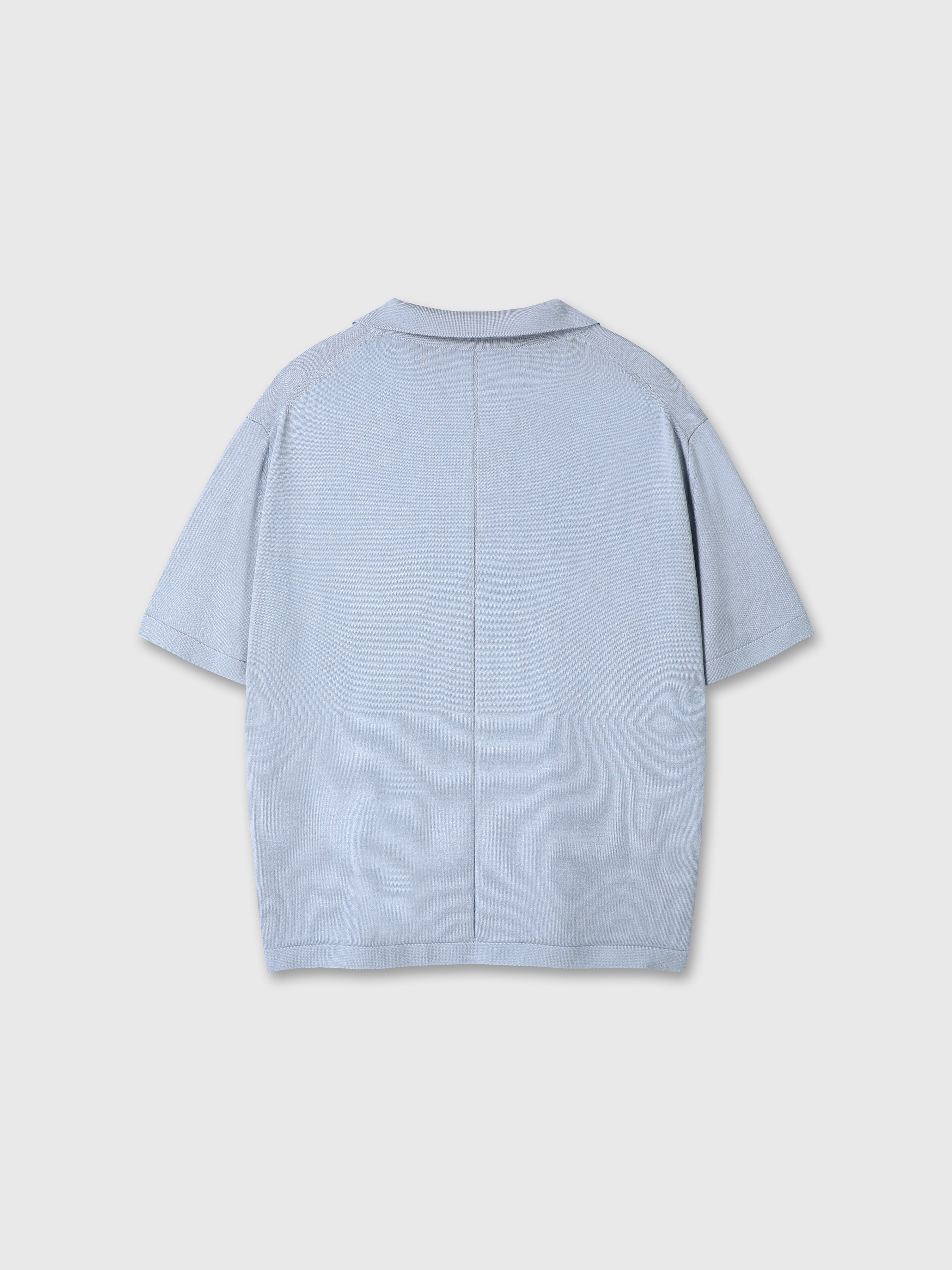 SILK CASHMERE OPEN COLLAR KNIT_ SKY BLUE