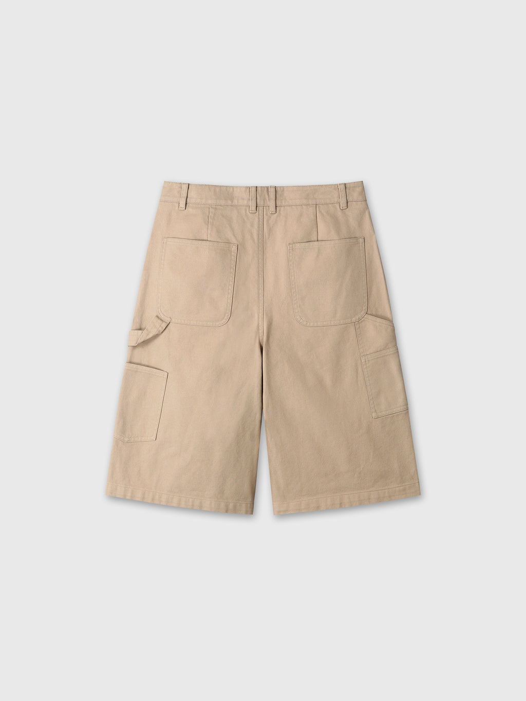 (W) COTTON RELAXED UTILITY SHORTS_ BEIGE