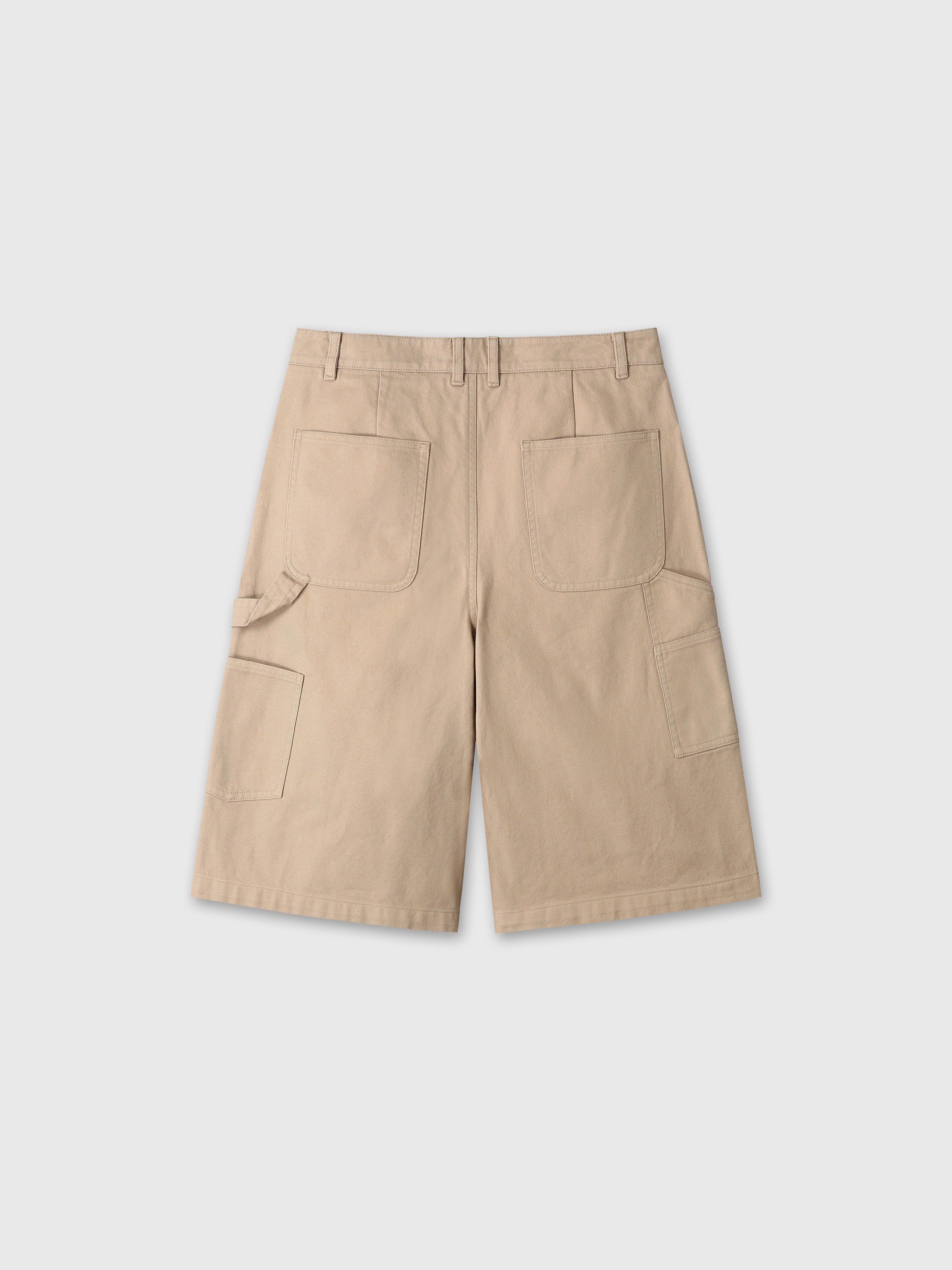 (W) COTTON RELAXED UTILITY SHORTS_ BEIGE