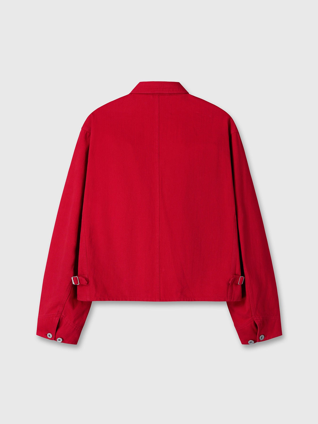 SLUB COTTON CROPPED WORK JACKET_ RED