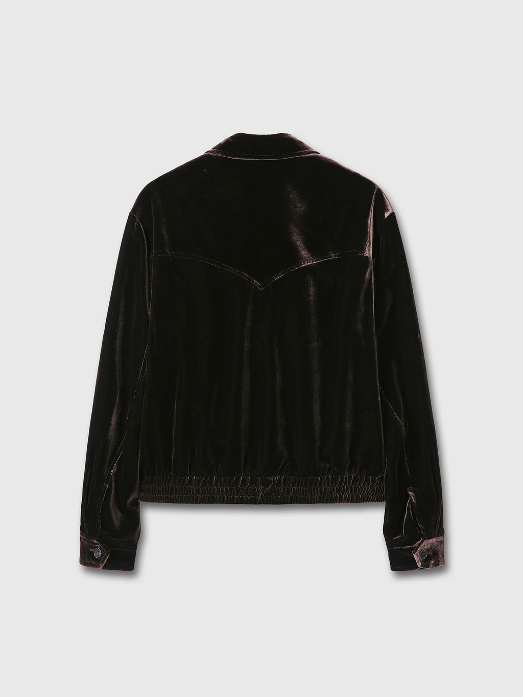 VELVET ZIPPERED BLOUSON JACKET_ DARK BROWN