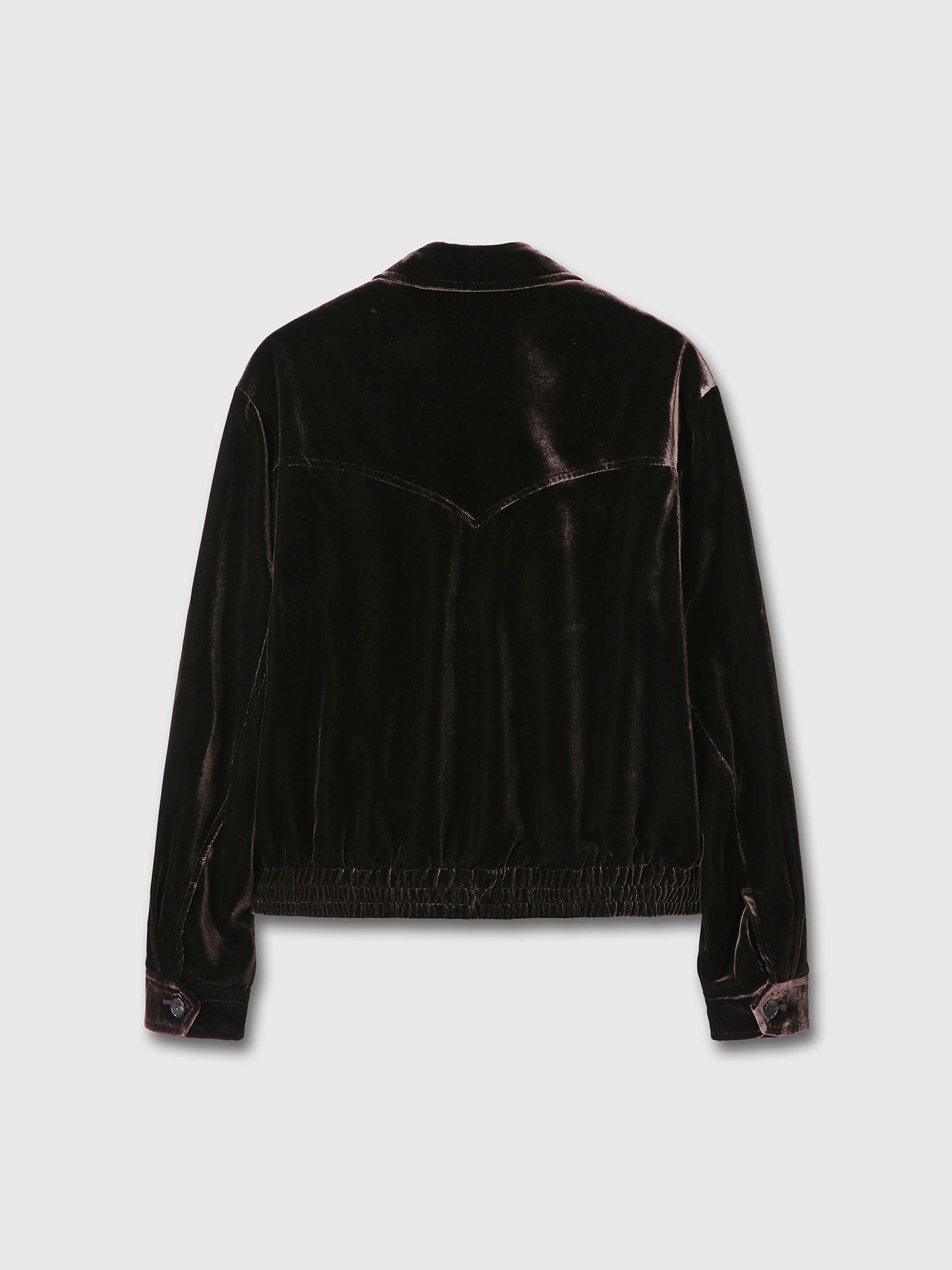 VELVET ZIPPERED BLOUSON JACKET_ DARK BROWN