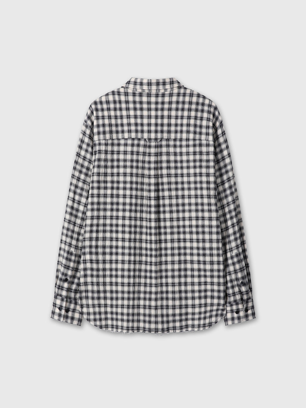 (W) RAW-CUT COTTON CHECK SHIRT_ BLACK CHECK
