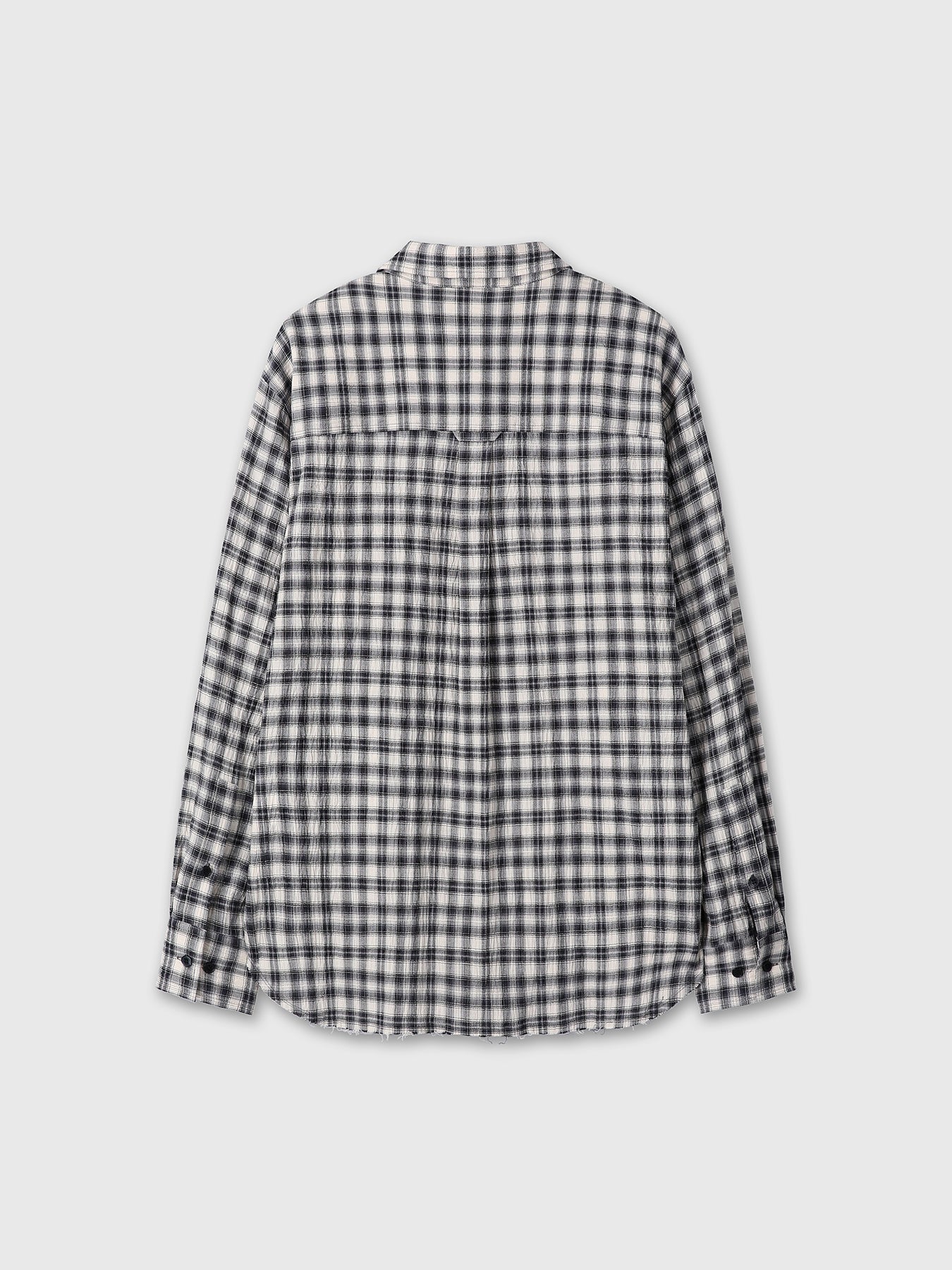 (W) RAW-CUT COTTON CHECK SHIRT_ BLACK CHECK