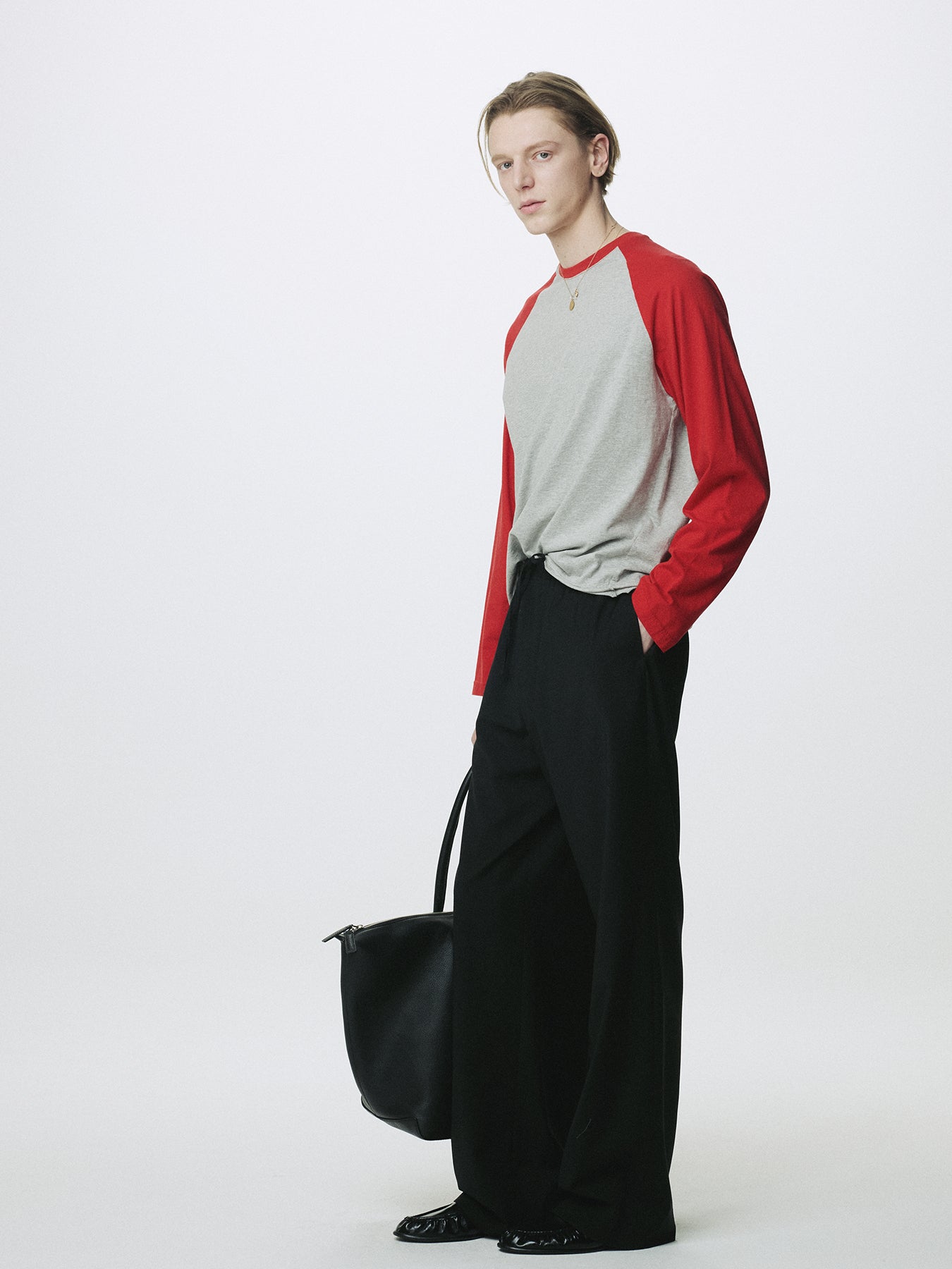 TROPICAL WOOL DRAWSTRING PANTS_ BLACK