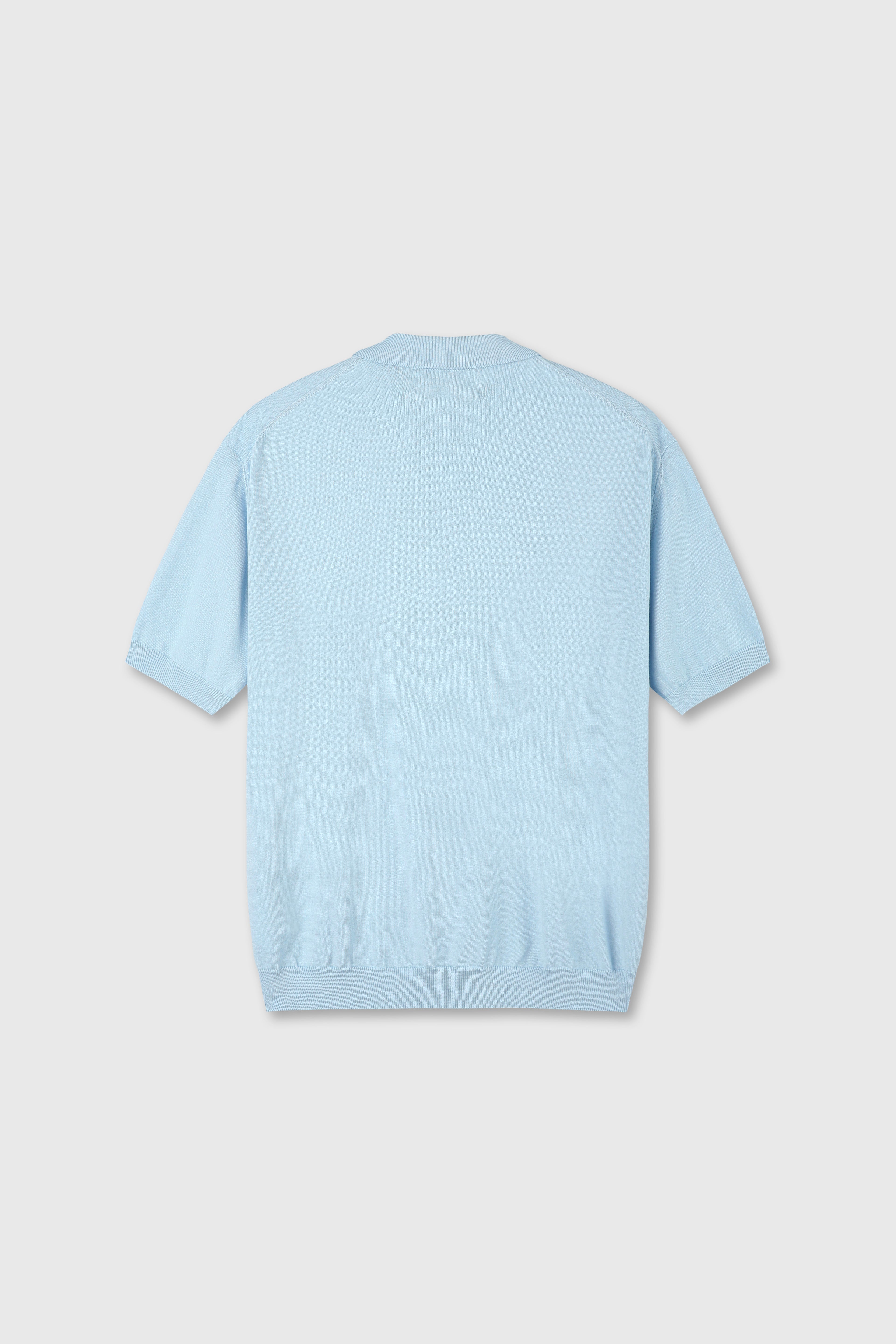 High Gauge Silk Cotton Polo Knit_ Baby Blue