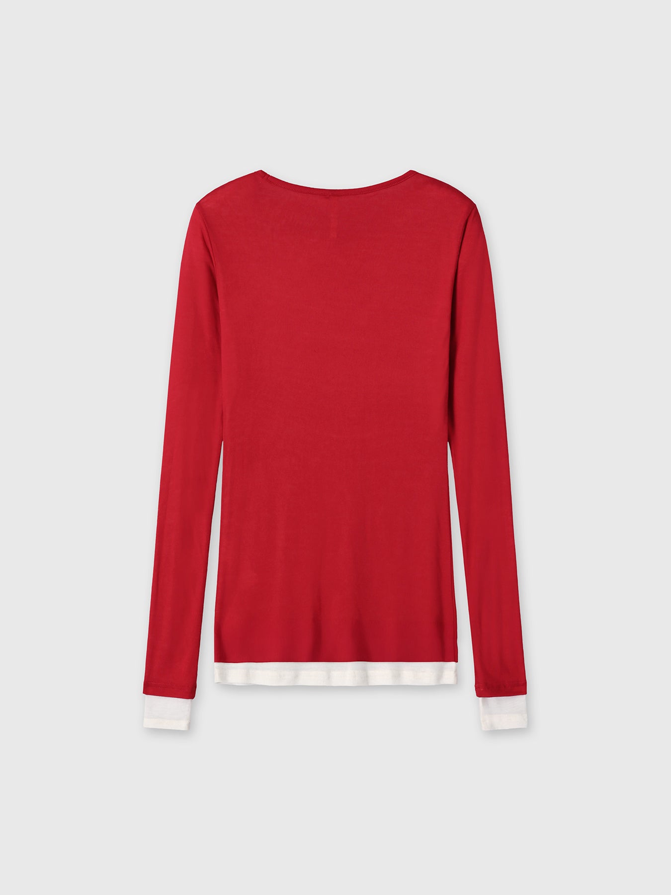 (W) TENCEL LAYERED LONG SLEEVE_ RED/WHITE