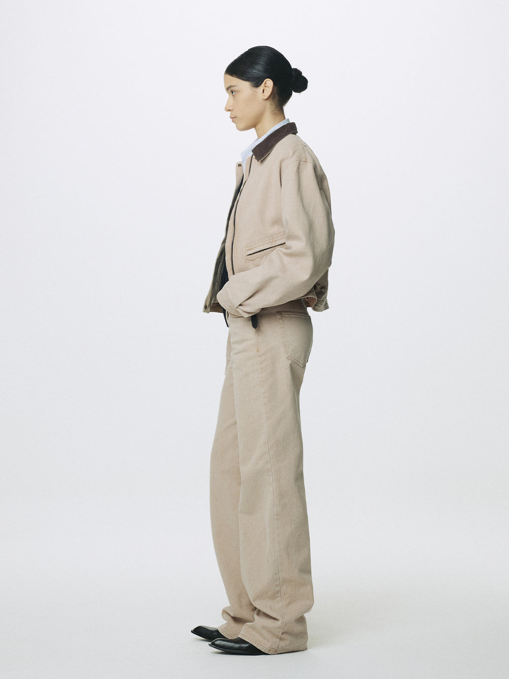(W) WASHED COTTON STRAIGHT PANTS_ WASHED BEIGE