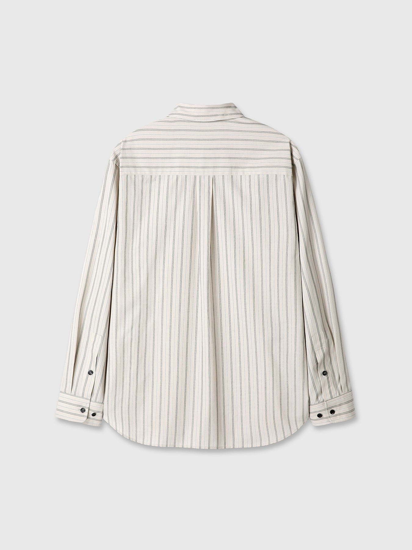 STRIPED COTTON SHIRT_ WARM GREY