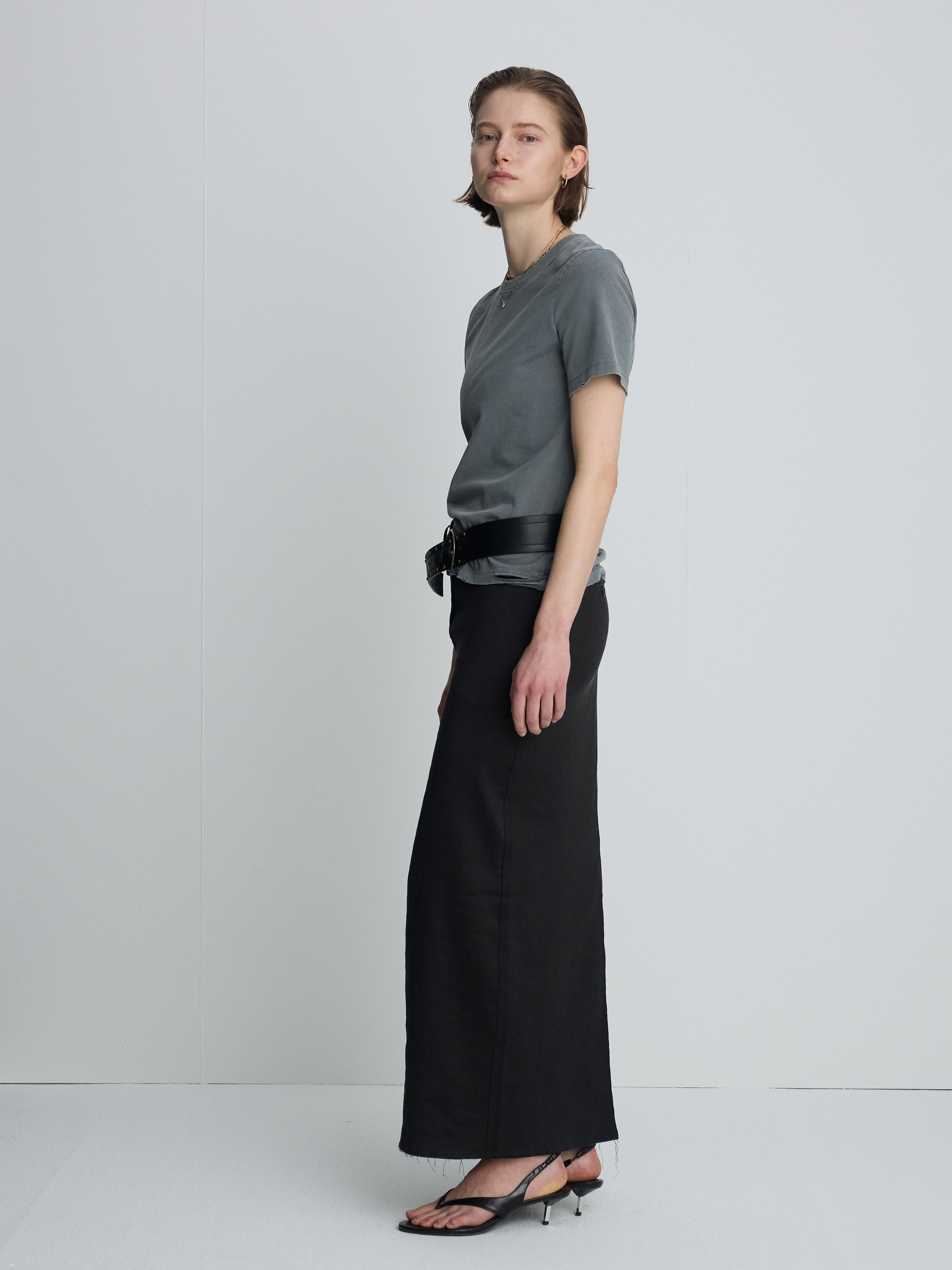 (W) GARMENT DYED VINTAGE COTTON T-SHIRT_ FADED GREY