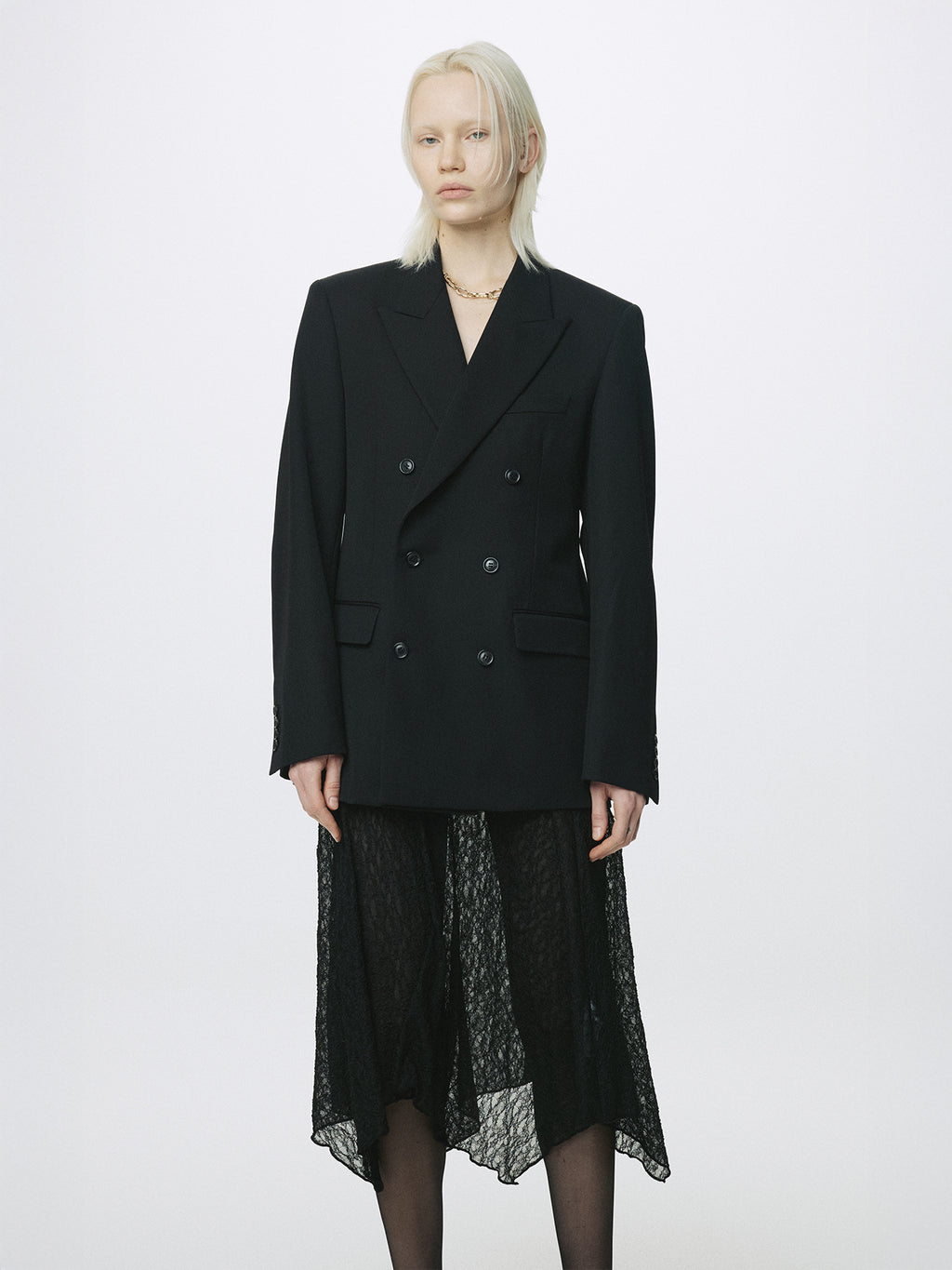 (W) LACE DRAPED SKIRT_ BLACK