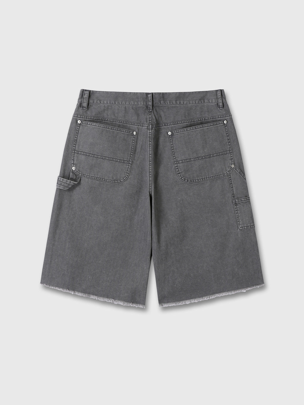 HAND DISTRESSED HBT DOUBLE KNEE SHORTS_ FADED CARBON