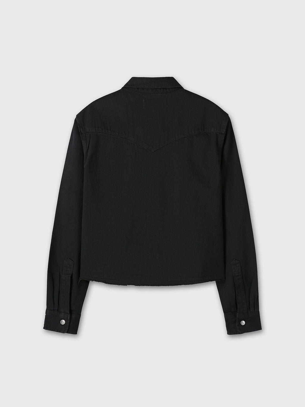 DENIM CUT-OFF SHIRT BLOUSON_ BLACK