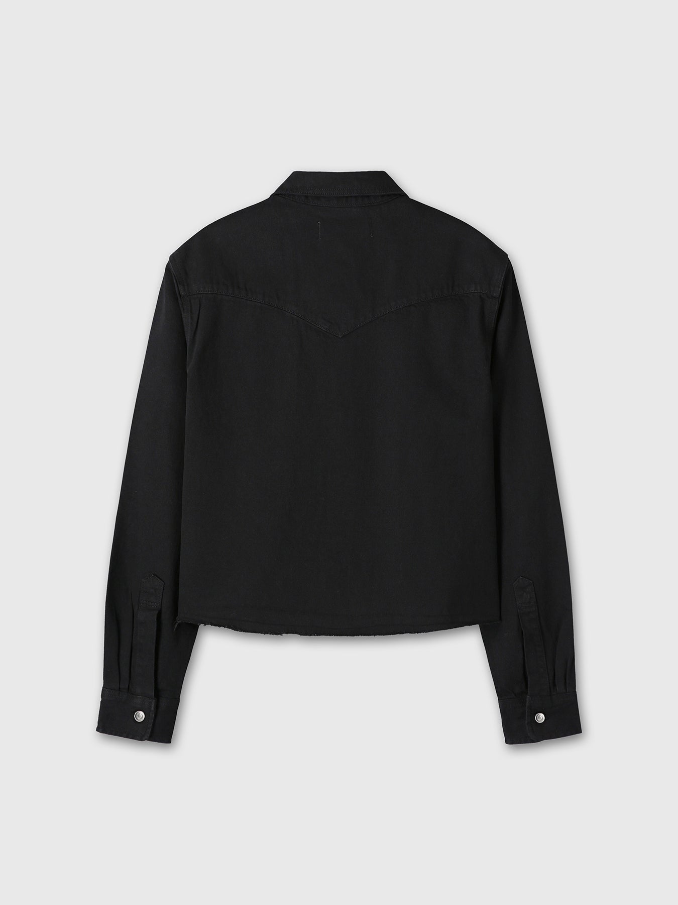DENIM CUT-OFF SHIRT BLOUSON_ BLACK