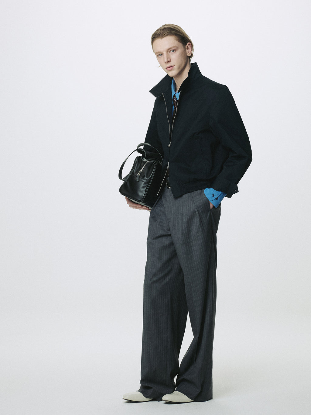 HIGH DENSITY COTTON HARRINGTON JACKET_ NAVY