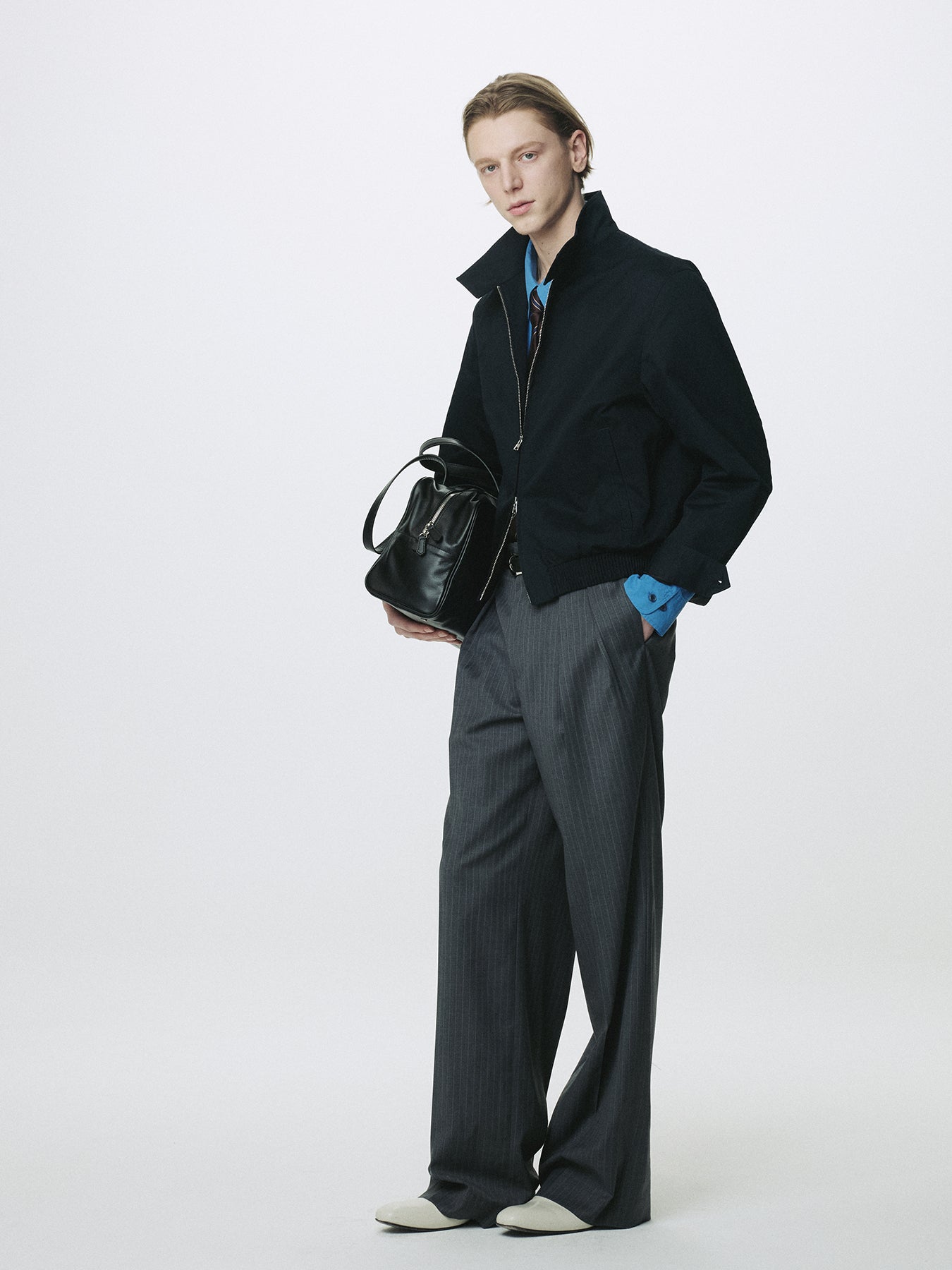 HIGH DENSITY COTTON HARRINGTON JACKET_ NAVY