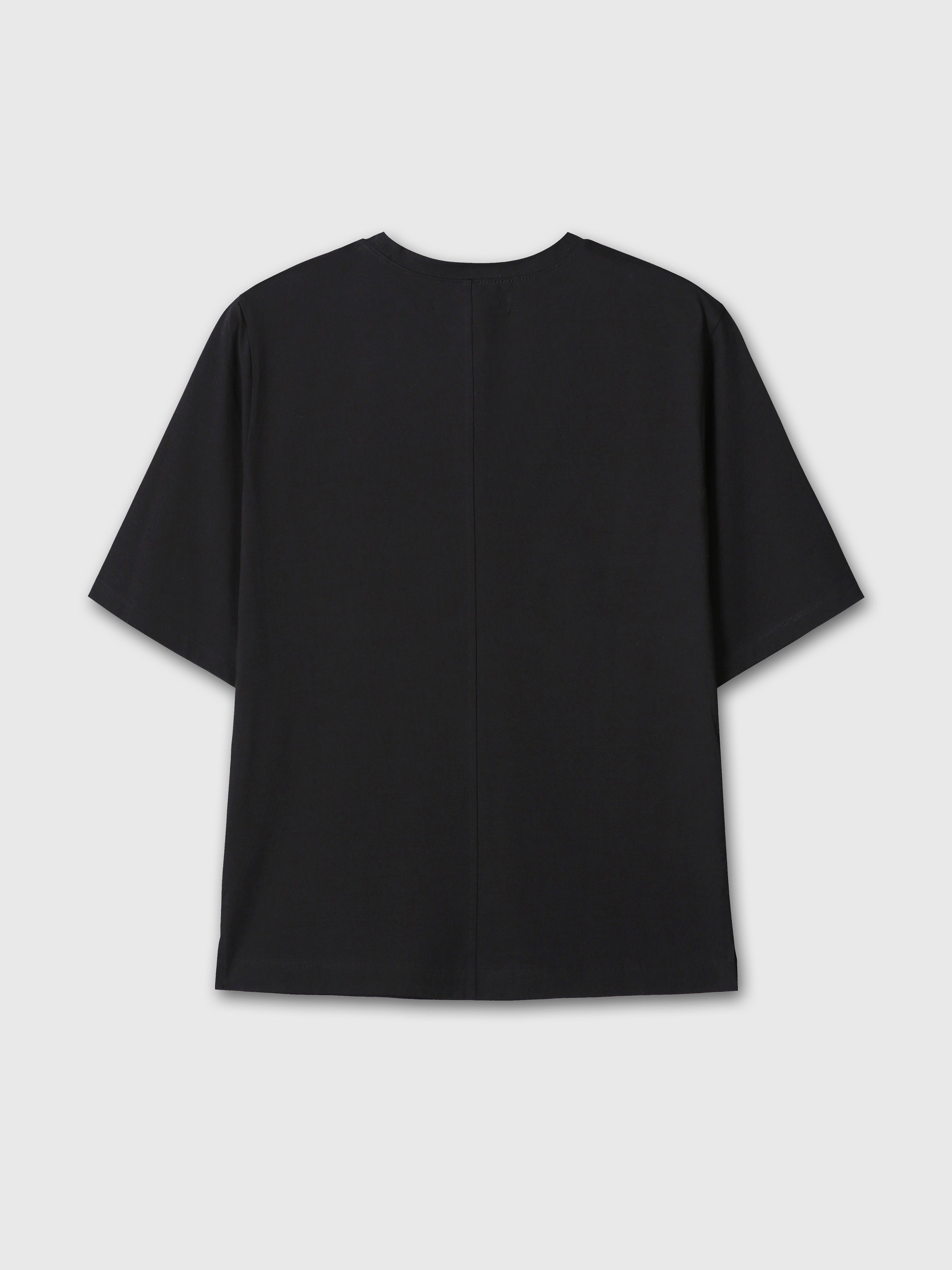 (W) HIGH-DENSITY RELAXED COTTON T-SHIRT_ BLACK