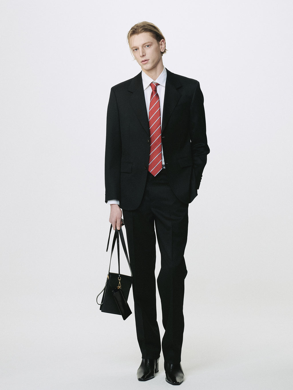 STRIPED SILK TIE_ RED/NAVY/WHITE