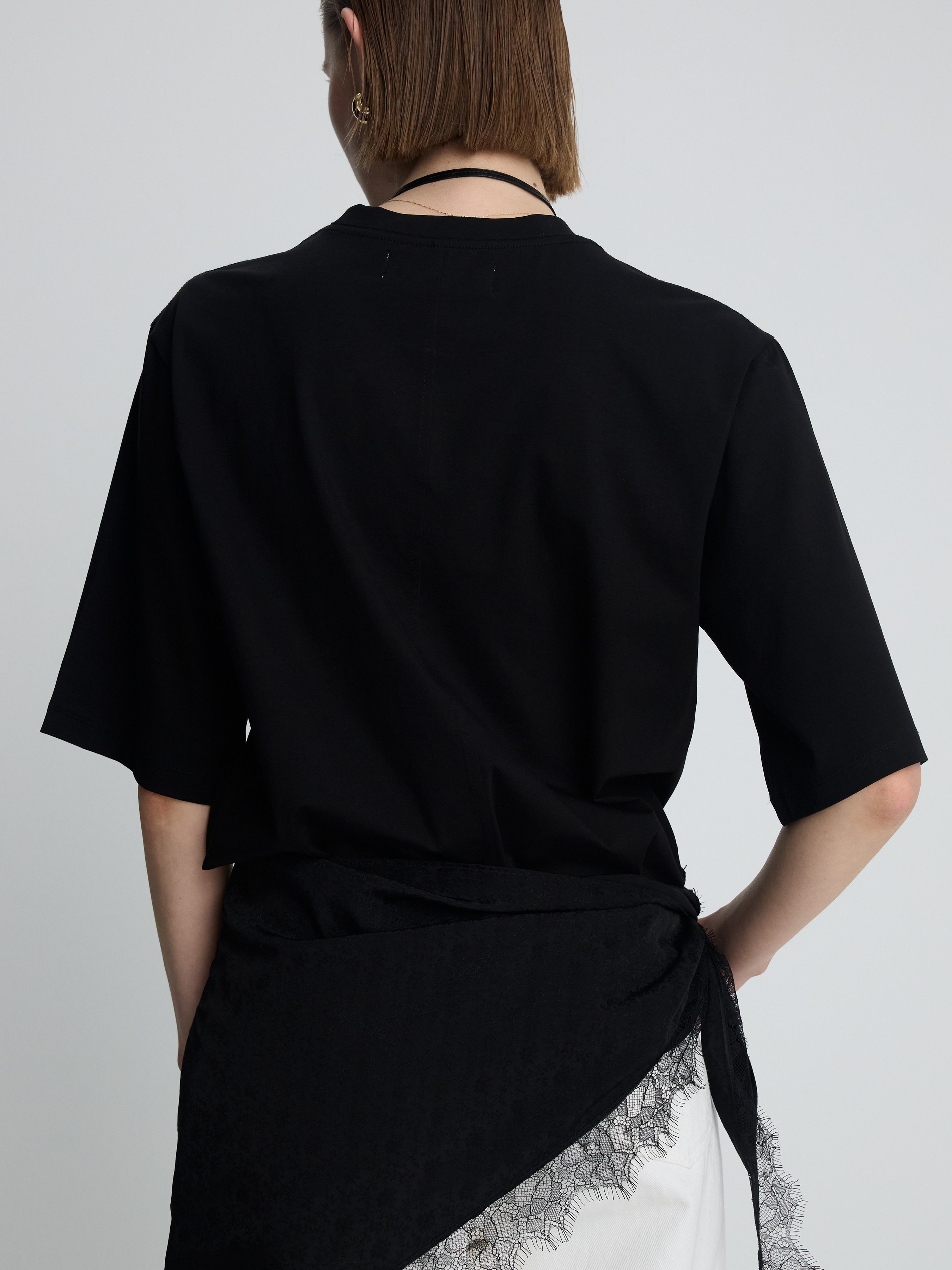 (W) HIGH-DENSITY RELAXED COTTON T-SHIRT_ BLACK