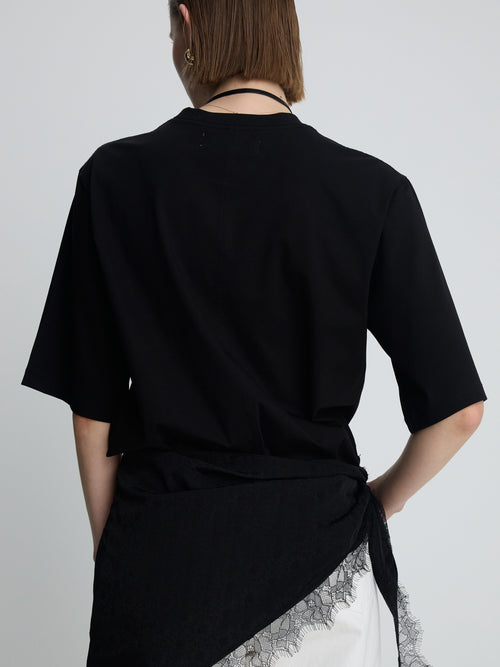 (W) HIGH-DENSITY RELAXED COTTON T-SHIRT_ BLACK