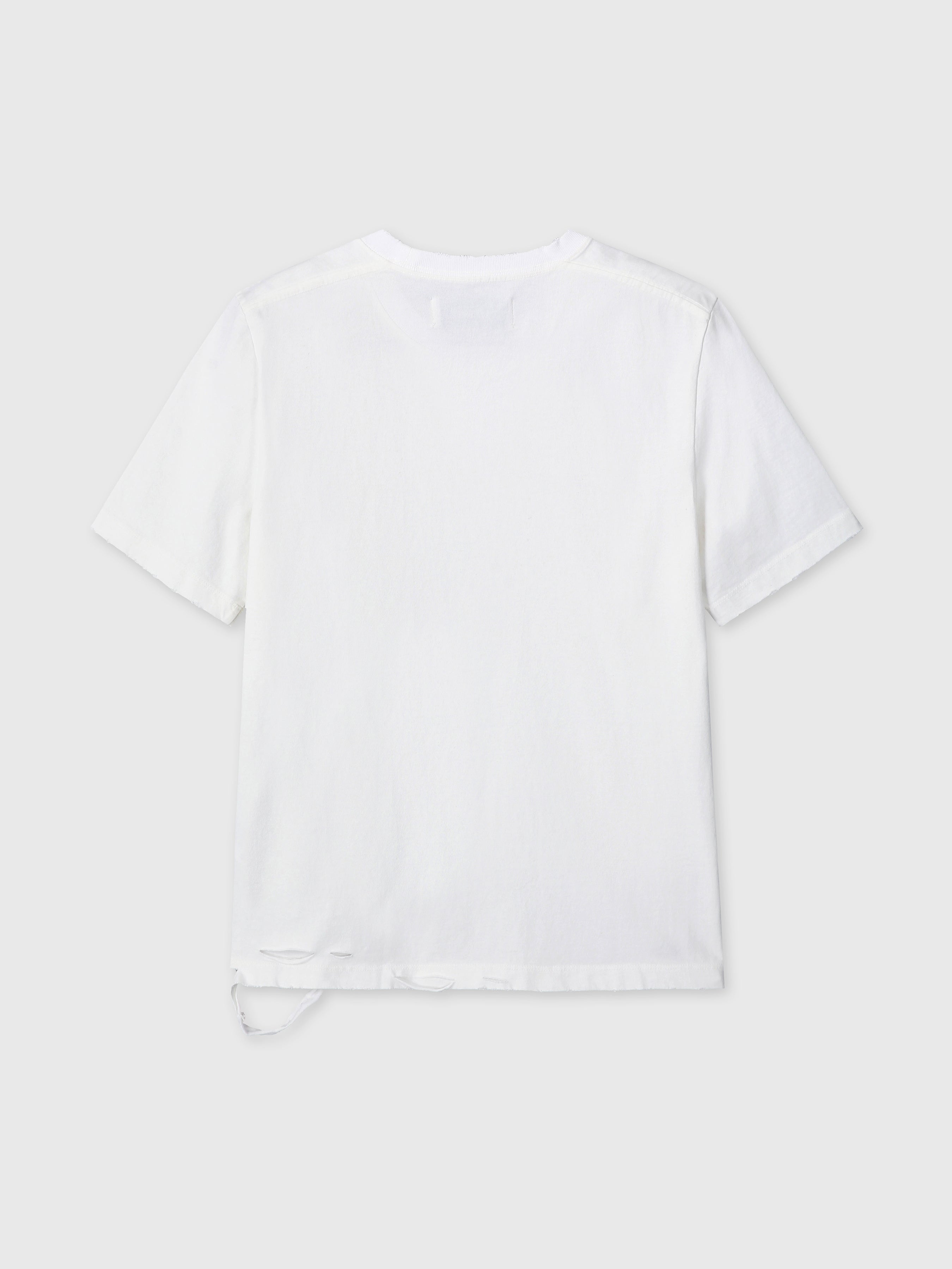 (W) HAND DISTRESSED VINTAGE COTTON T-SHIRT_ WHITE