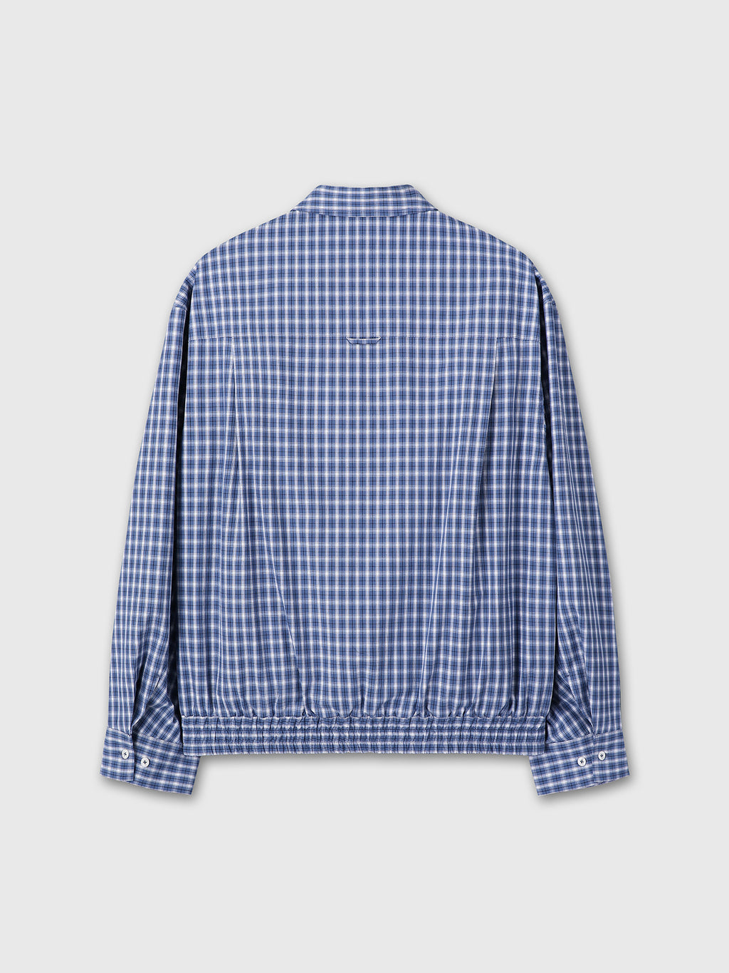 CHECKED COTTON BUTTON-DOWN BLOUSON_ BLUE