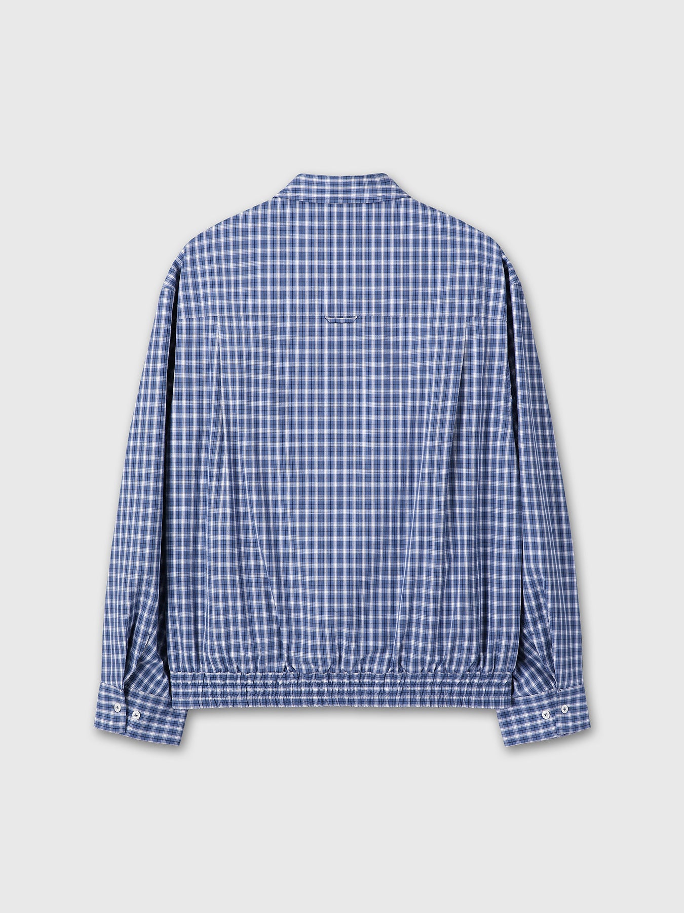 CHECKED COTTON BUTTON-DOWN BLOUSON_ BLUE