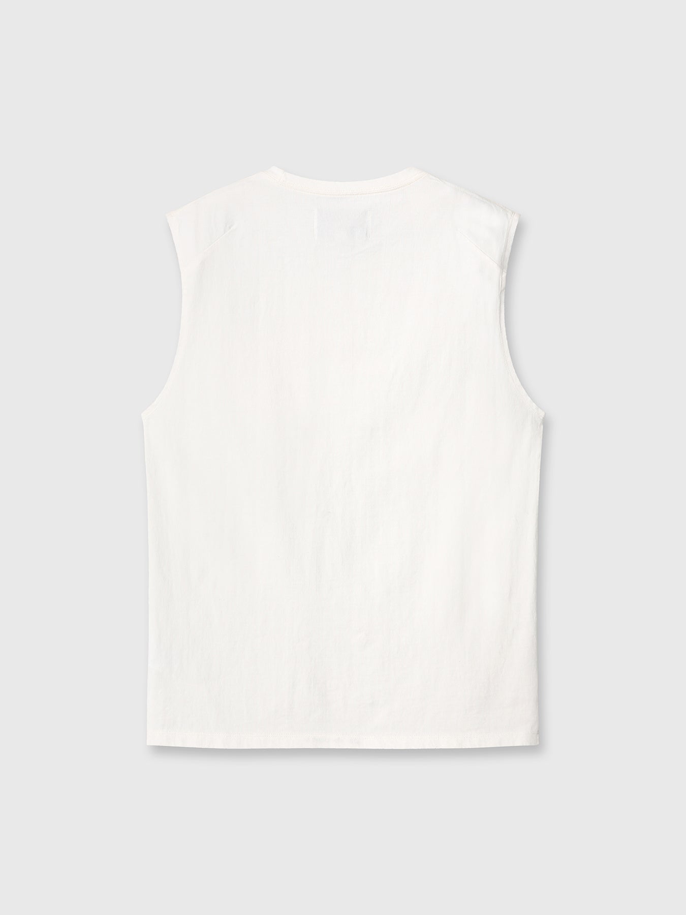 GARMENT-WASHED PATCH POCKET SLEEVELESS_ VINTAGE WHITE