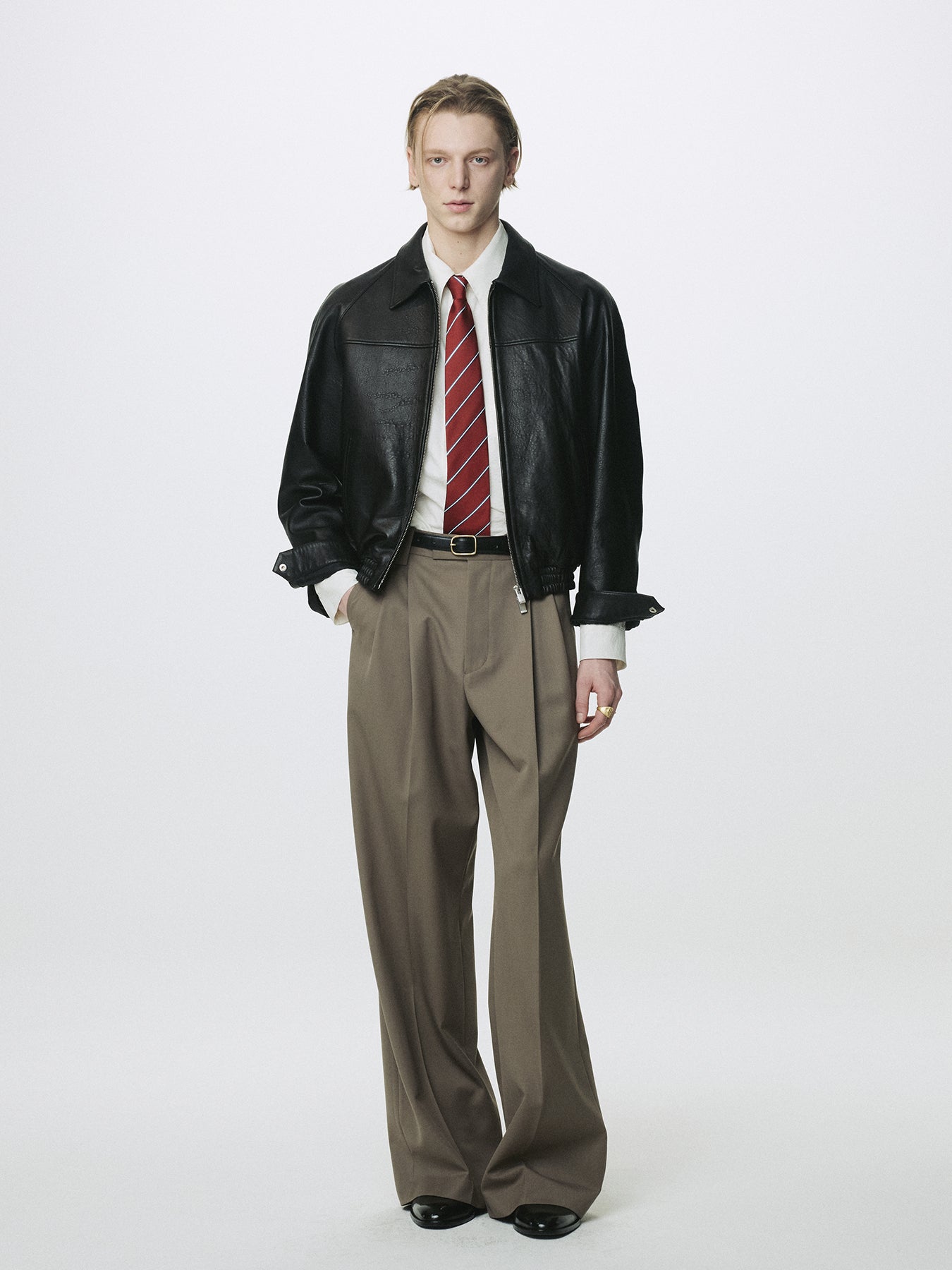 VINTAGE LAMB LEATHER BOMBER JACKET_ BLACK