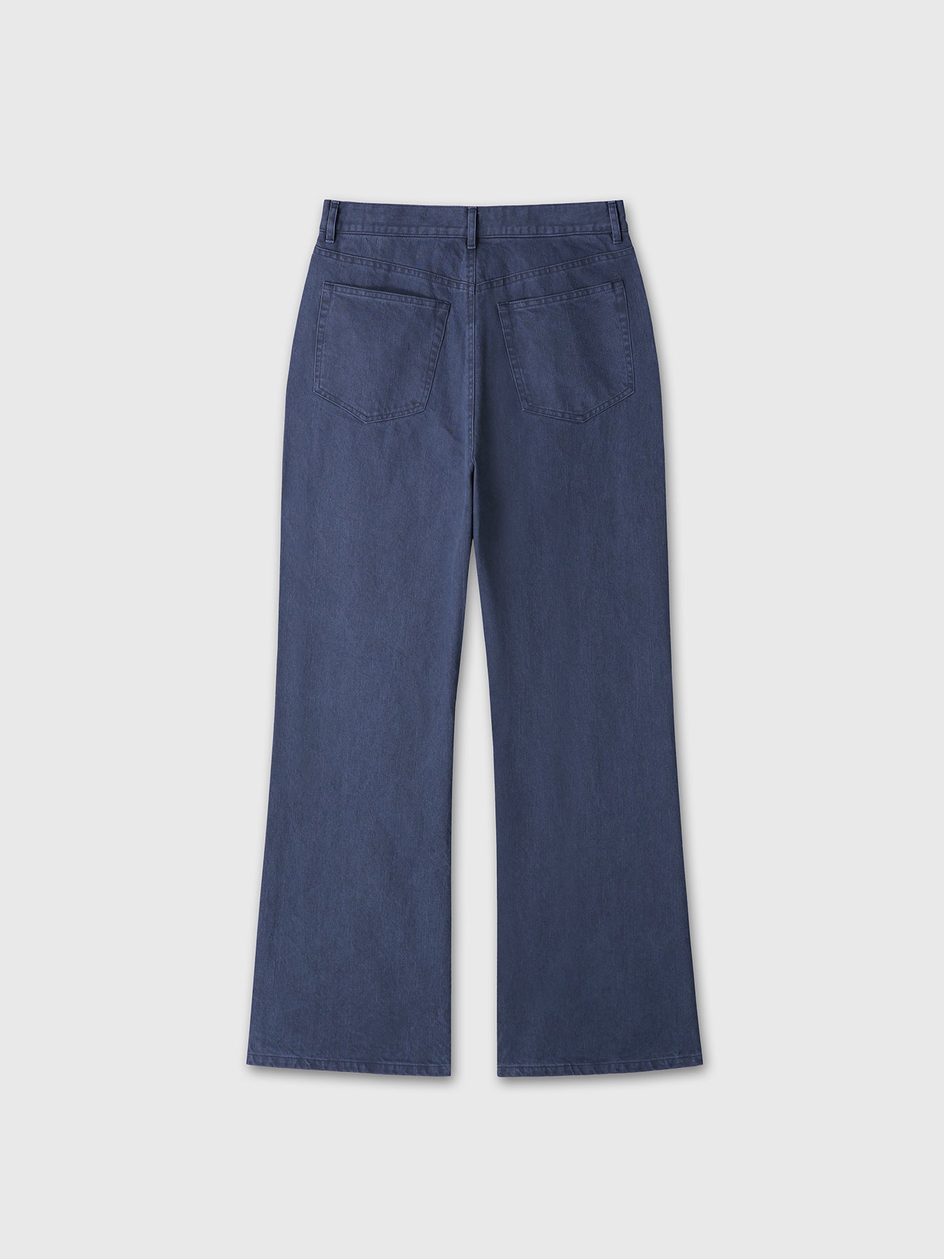 (W) WASHED COTTON TWILL LOOSE FLARED JEANS_ PURPLE BLUE