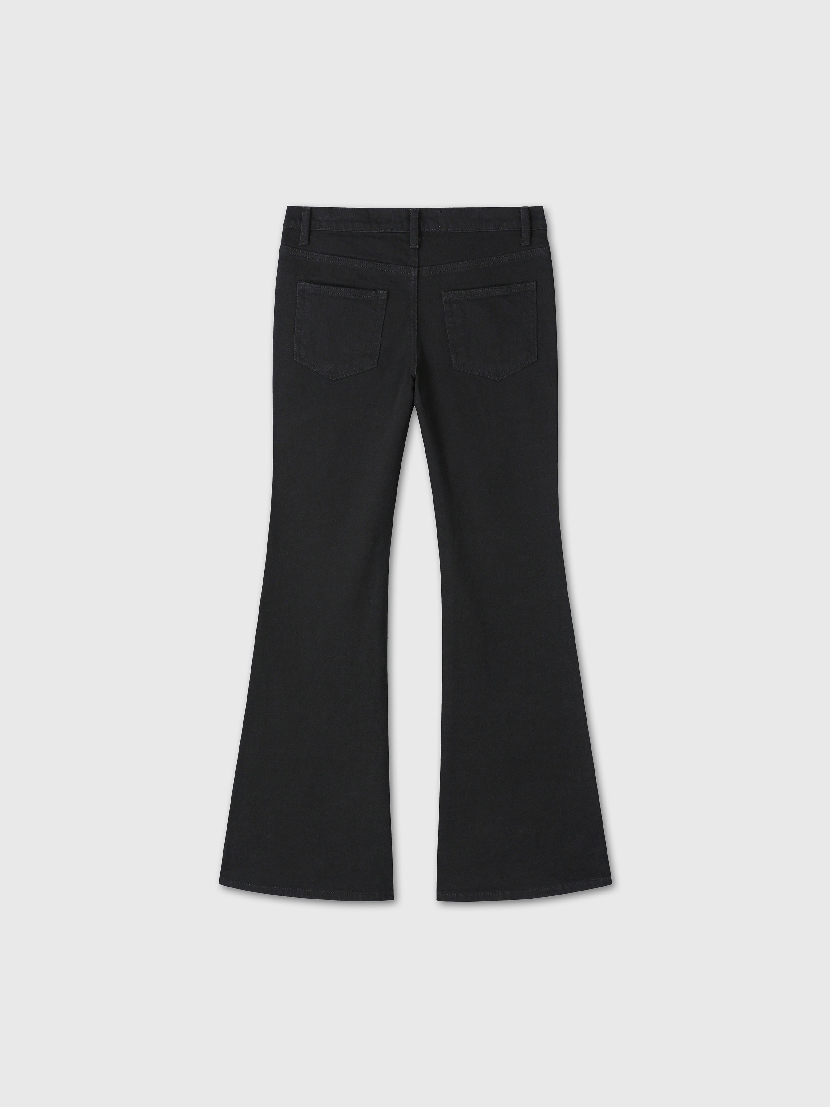 (W) LOW-RISE DENIM BOOTCUT TROUSERS_ WASHED BLACK